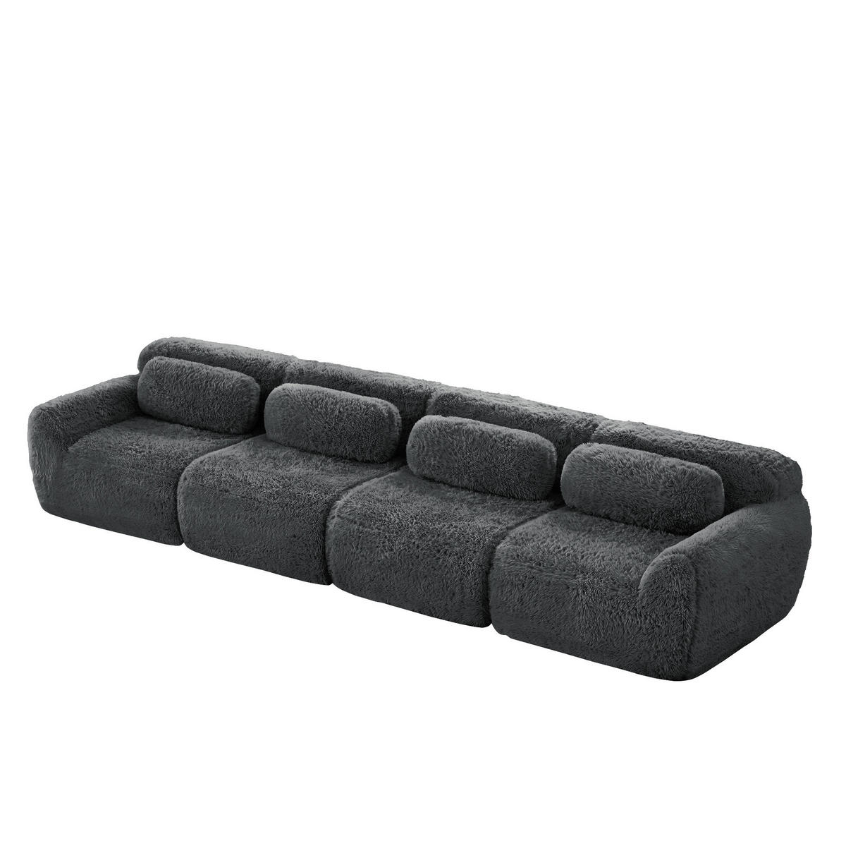 SOFA modular Plüsch Grey - Grau, Kunststoff (104/73/378cm) - Meubliv