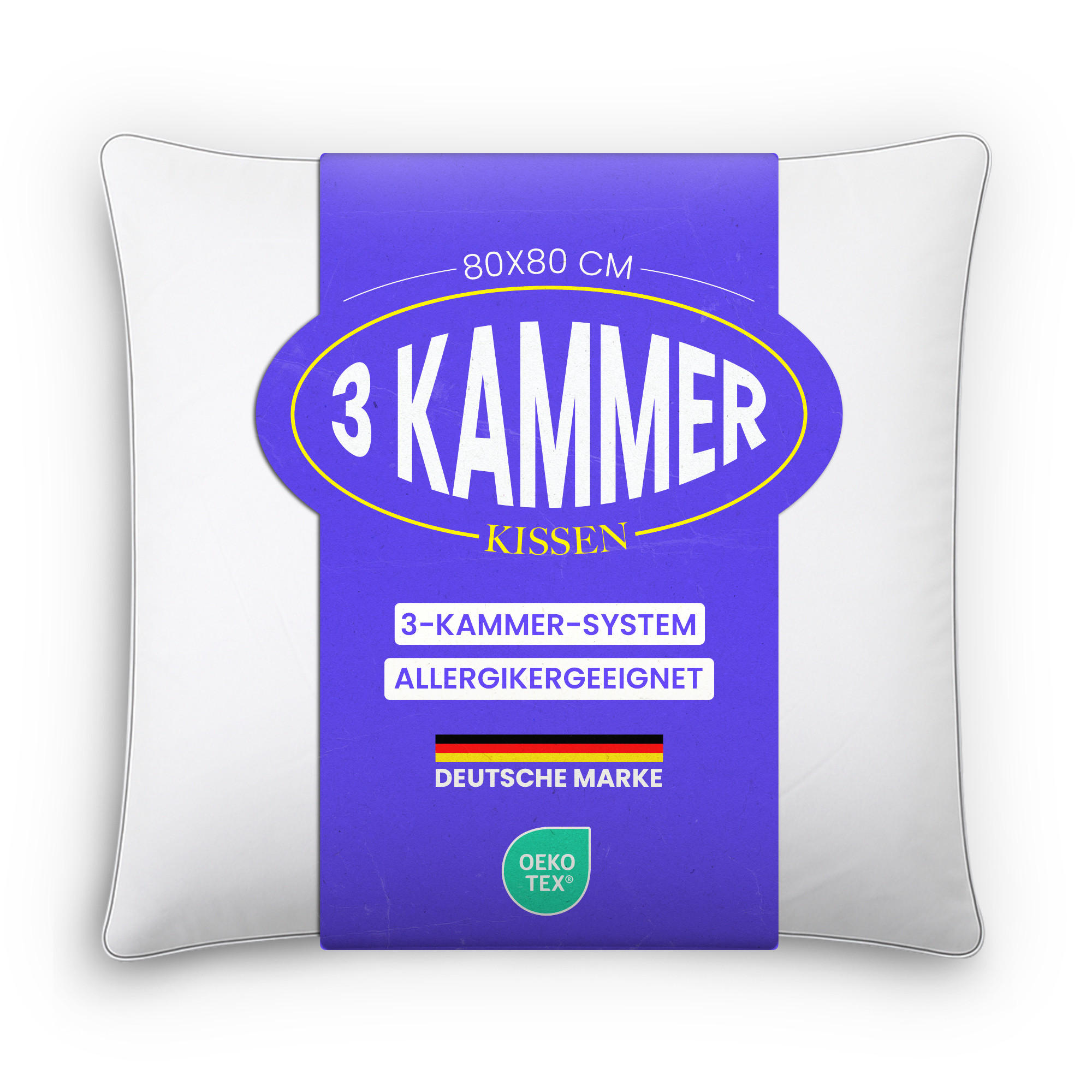 KOPFKISSEN 3-Kammer mit Federfüllung 80 x 80 cm - Weiß, Textil (80/80cm) - Bestlivings