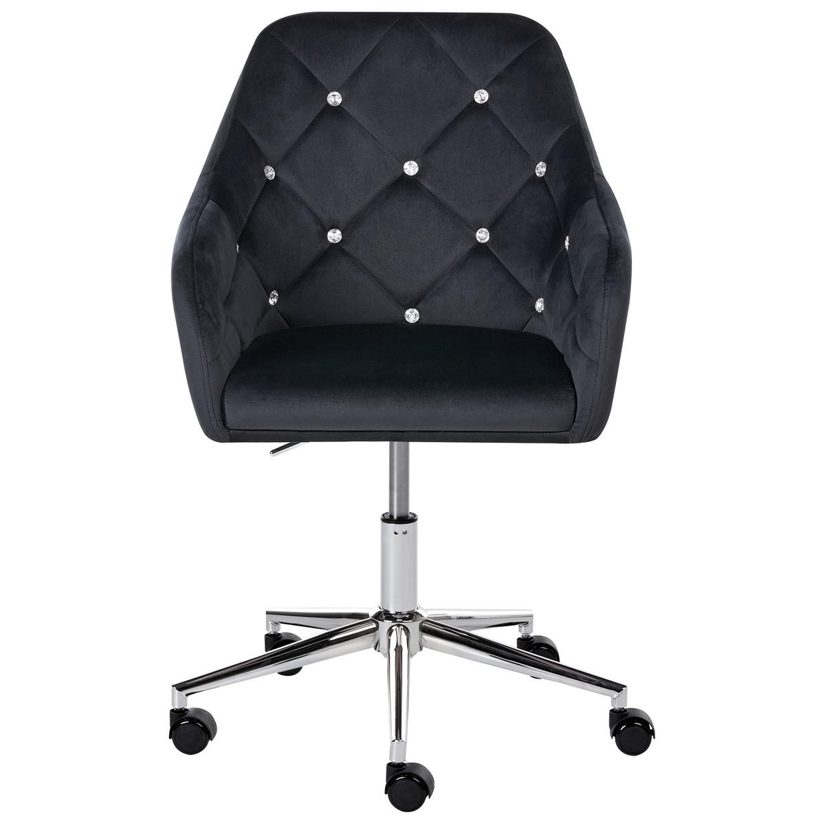 SCHREIBTISCHSTUHL Samtstoff Schwarz Veloria - Schwarz, Textil (60/85/60cm) - Beliani