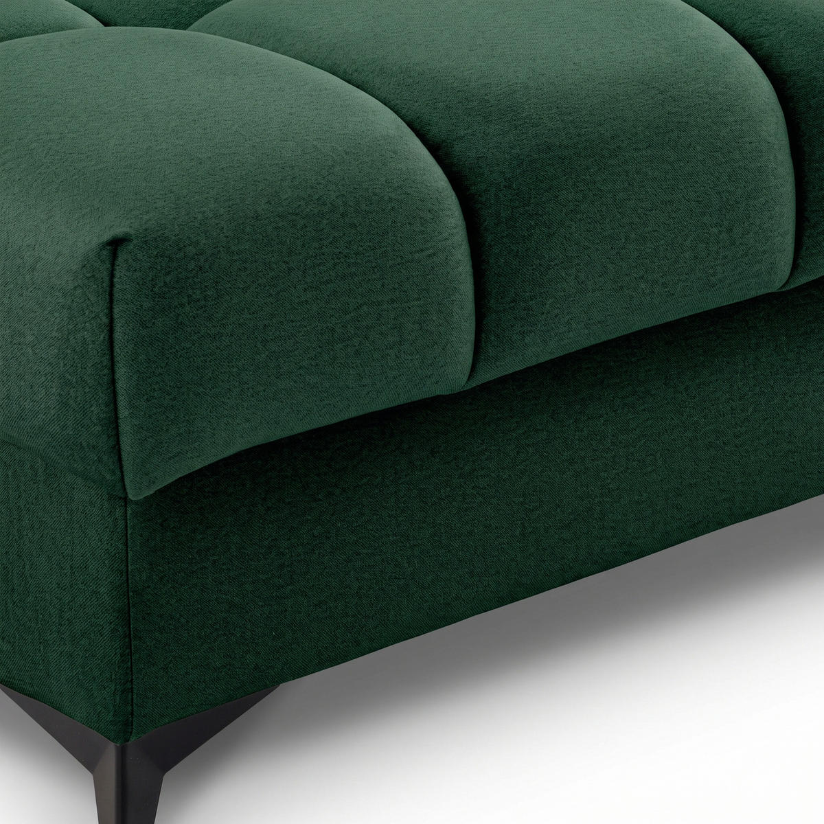 ECKSOFA PUDDING MAXI L Links mit Schlaffunktion 125x195 Velours Grün - Schwarz/Grün, Holz/Textil (203/350cm) - Muffo