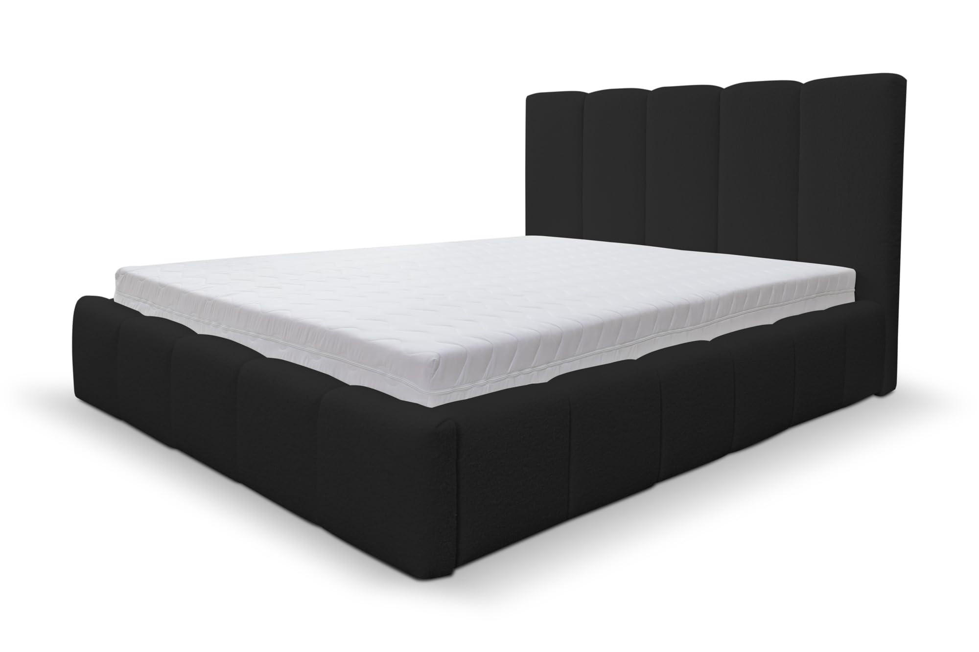 POLSTERBETT MARCO mit Bettkasten Boucle (Schwarz, 160 x 200 cm) - Schwarz, Holzwerkstoff (160/200cm) - VENASI MÖBEL