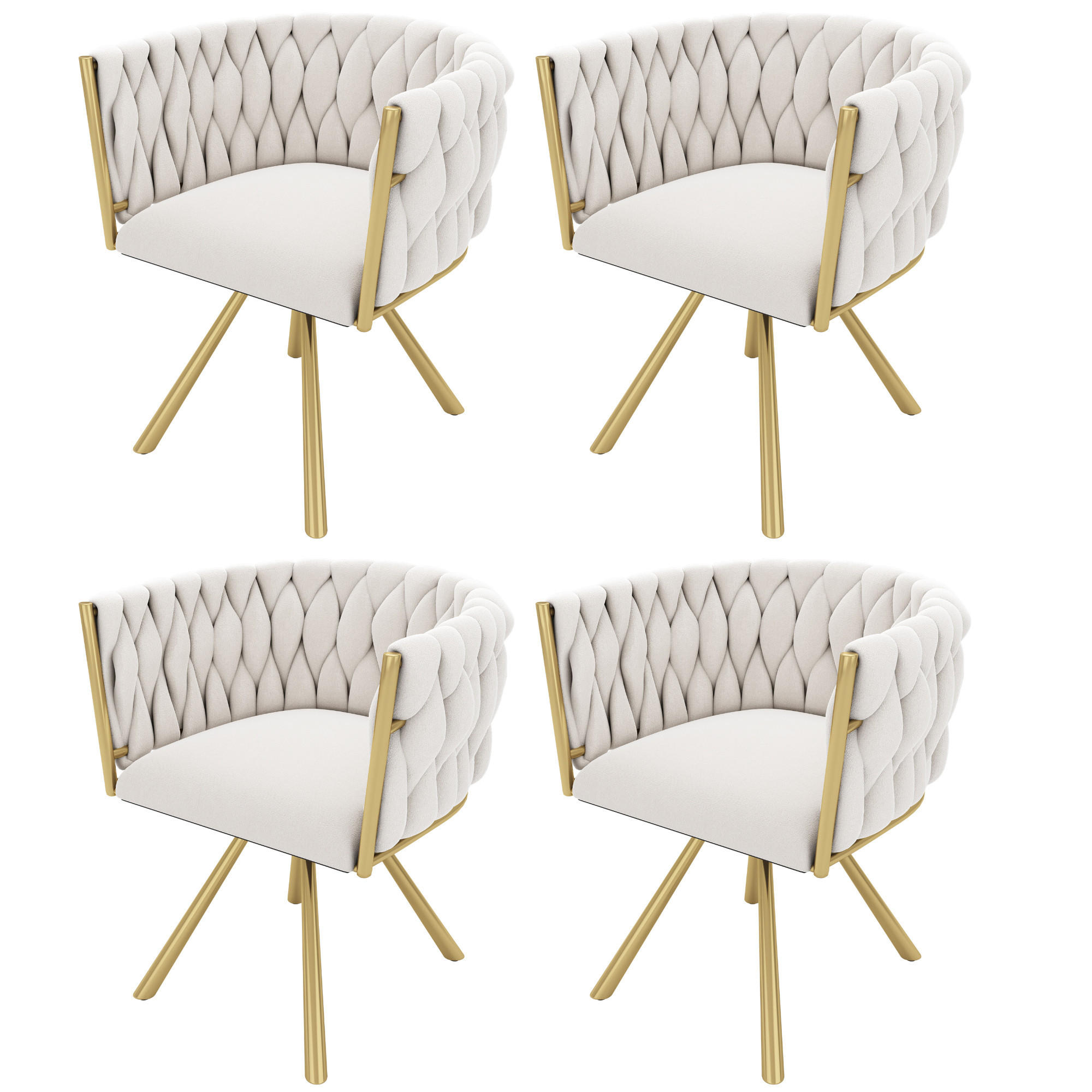 ESSZIMMERSTUHL 4er Set Samt Drehstuhl Beige Gold Metall - Beige, Textil (53/72/59.5cm) - FLIEKS