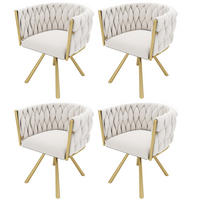 ESSZIMMERSTUHL 4er Set Samt Drehstuhl Beige Gold Metall - Beige, Textil (53/72/59.5cm) - FLIEKS