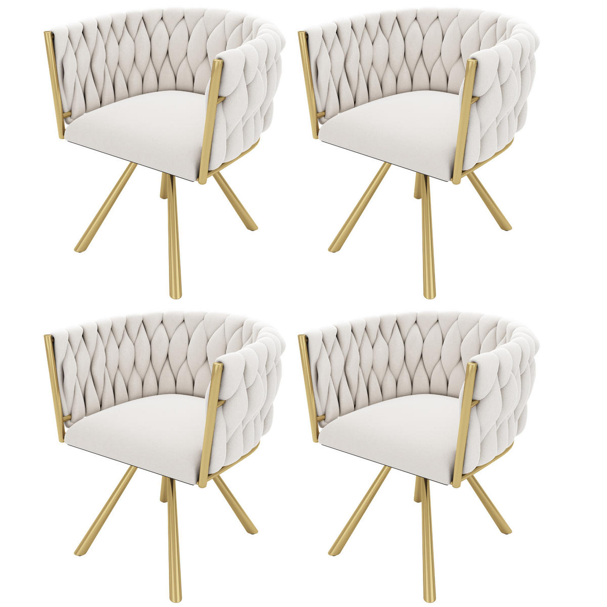 ESSZIMMERSTUHL 4er Set Samt Drehstuhl Beige Gold Metall - Beige, Textil (53/72/59.5cm) - FLIEKS