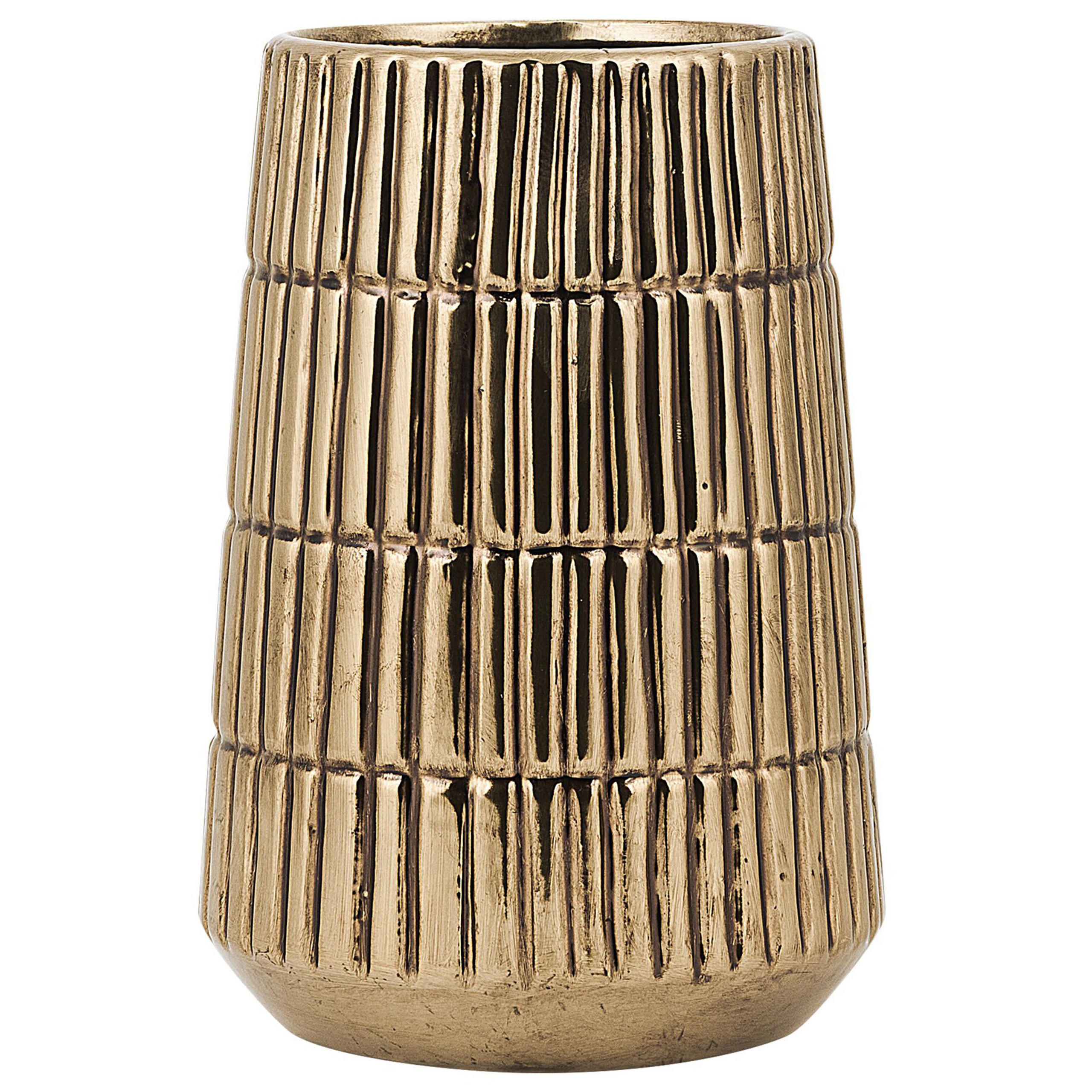 DEKOVASE Steinzeug gold Qanawat - Goldfarben, Keramik (22cm) - Beliani