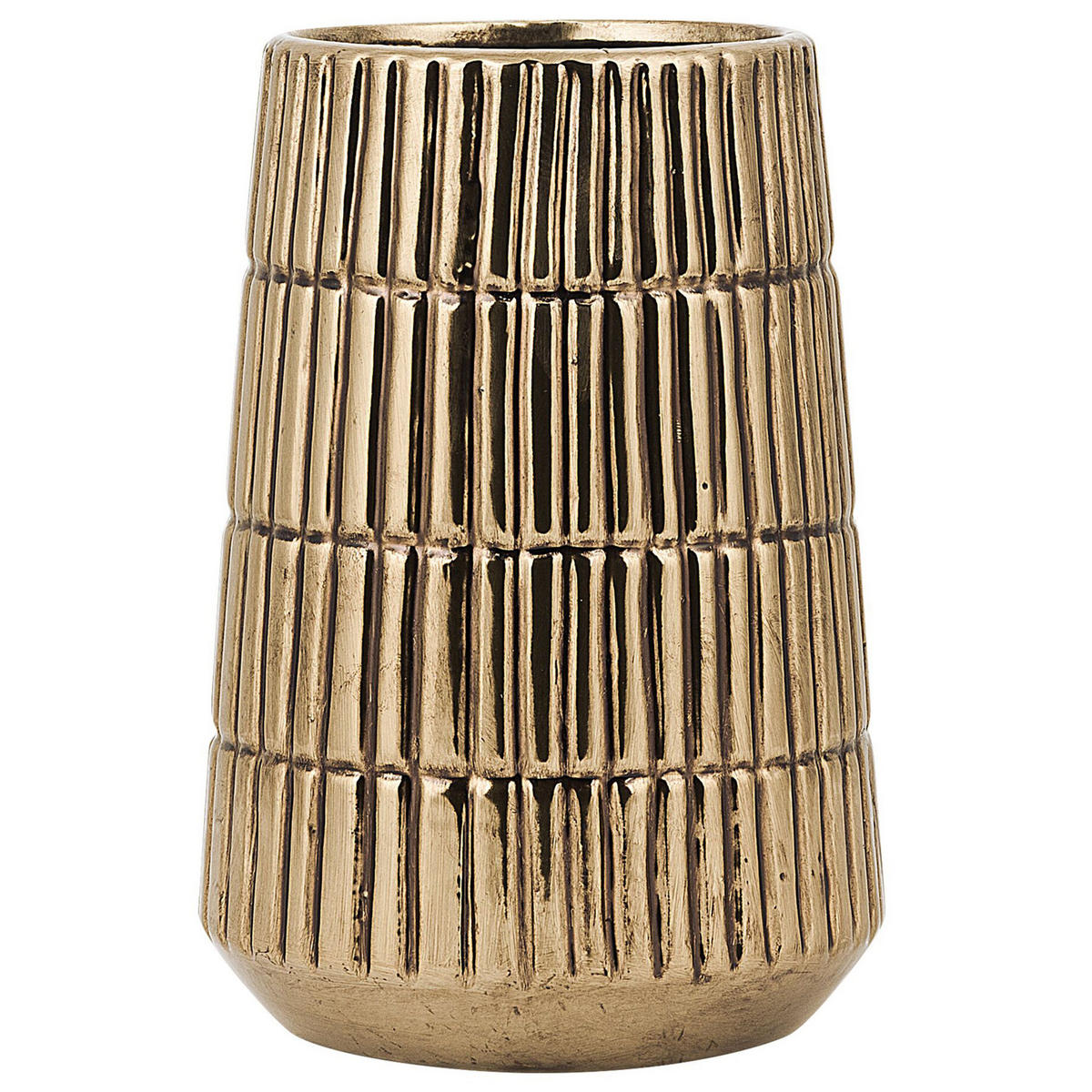 DEKOVASE Steinzeug gold Qanawat - Goldfarben, Keramik (22cm) - Beliani