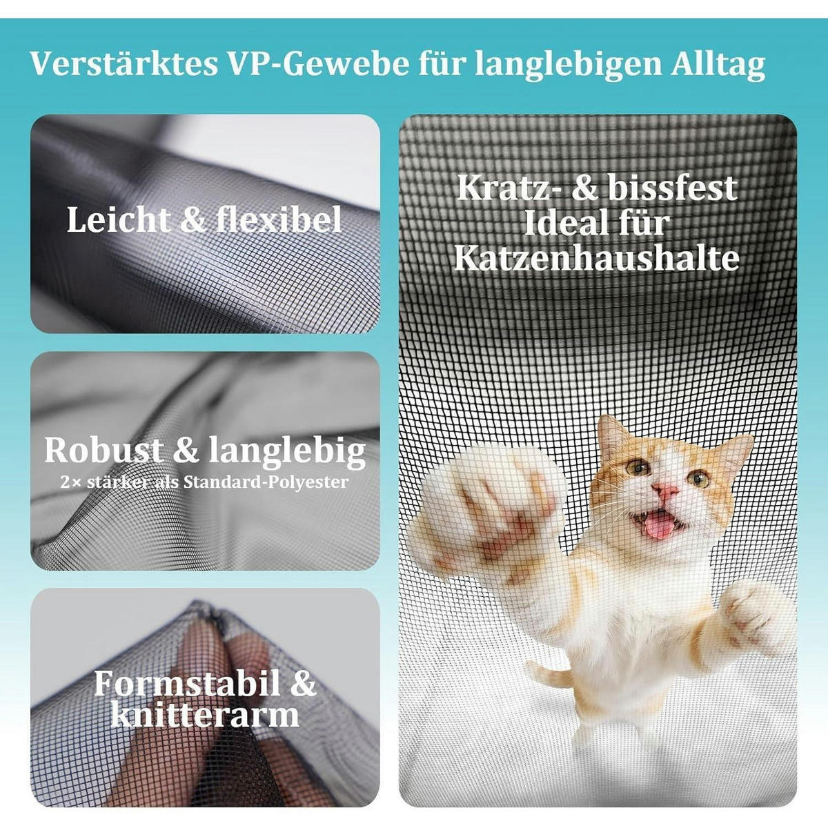 FLIEGENGITTER Tür, katzenkrallensicher, schwarz - Schwarz, Textil (120/210/1cm)