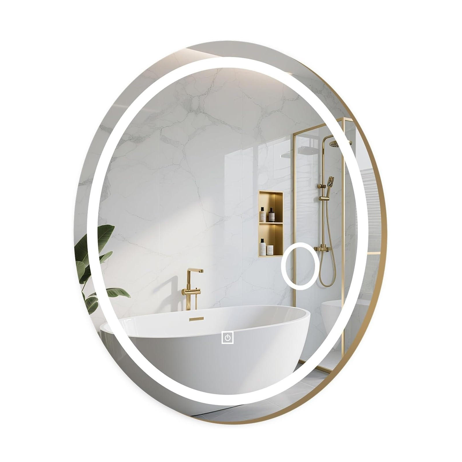 BADEZIMMERSPIEGEL oval golden - Goldfarben, Glas (50/60/4cm) - COSTWAY