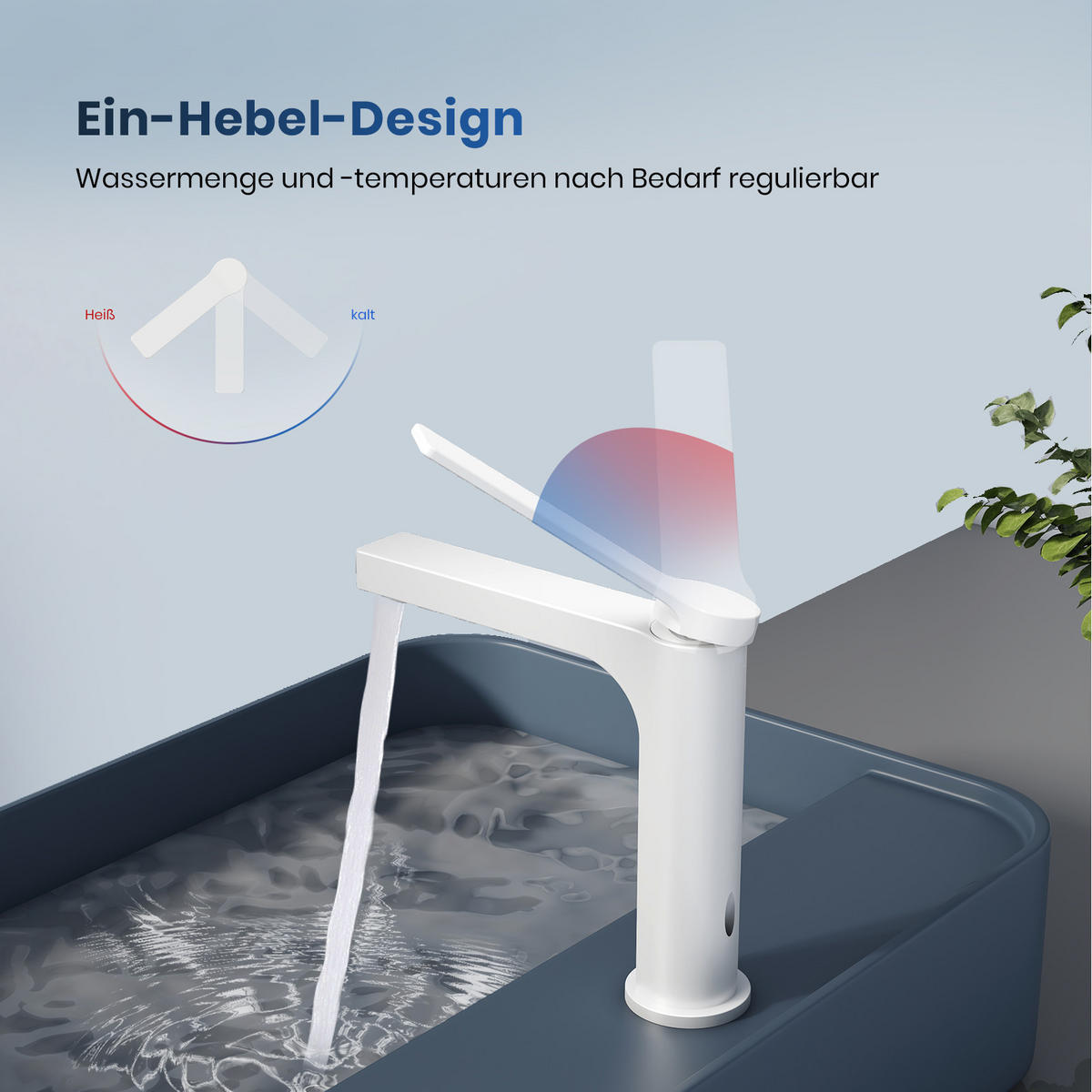 WASCHTISCHARMATUR mit Spulen-Zertifiziertem Filterelement Weiß Matt - Weiß, Metall (17.3/4.6/19.5cm) - EMKE