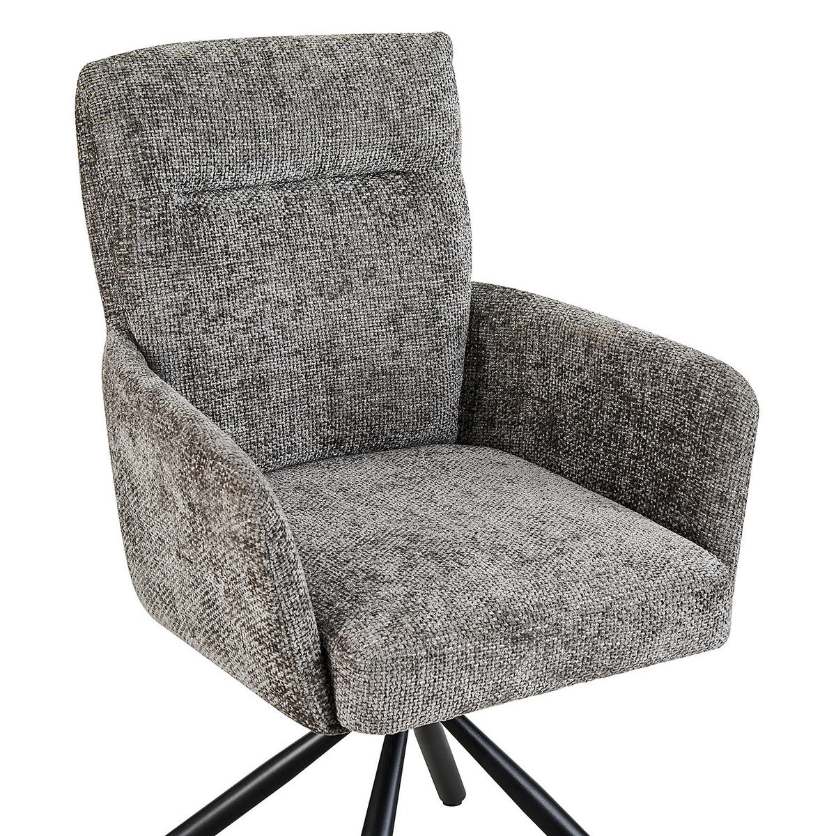 ARMLEHNENSTUHL - Strukturstoff / Eisen - Grau / Schwarz - Grau, Textil/Metall (61/92/64cm) - home24