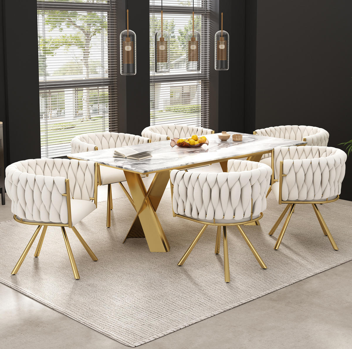 ESSZIMMERSTUHL drehbar Samt Beige Gold 2er-Set - Beige, Metall (54/72/59cm) - Meubliv