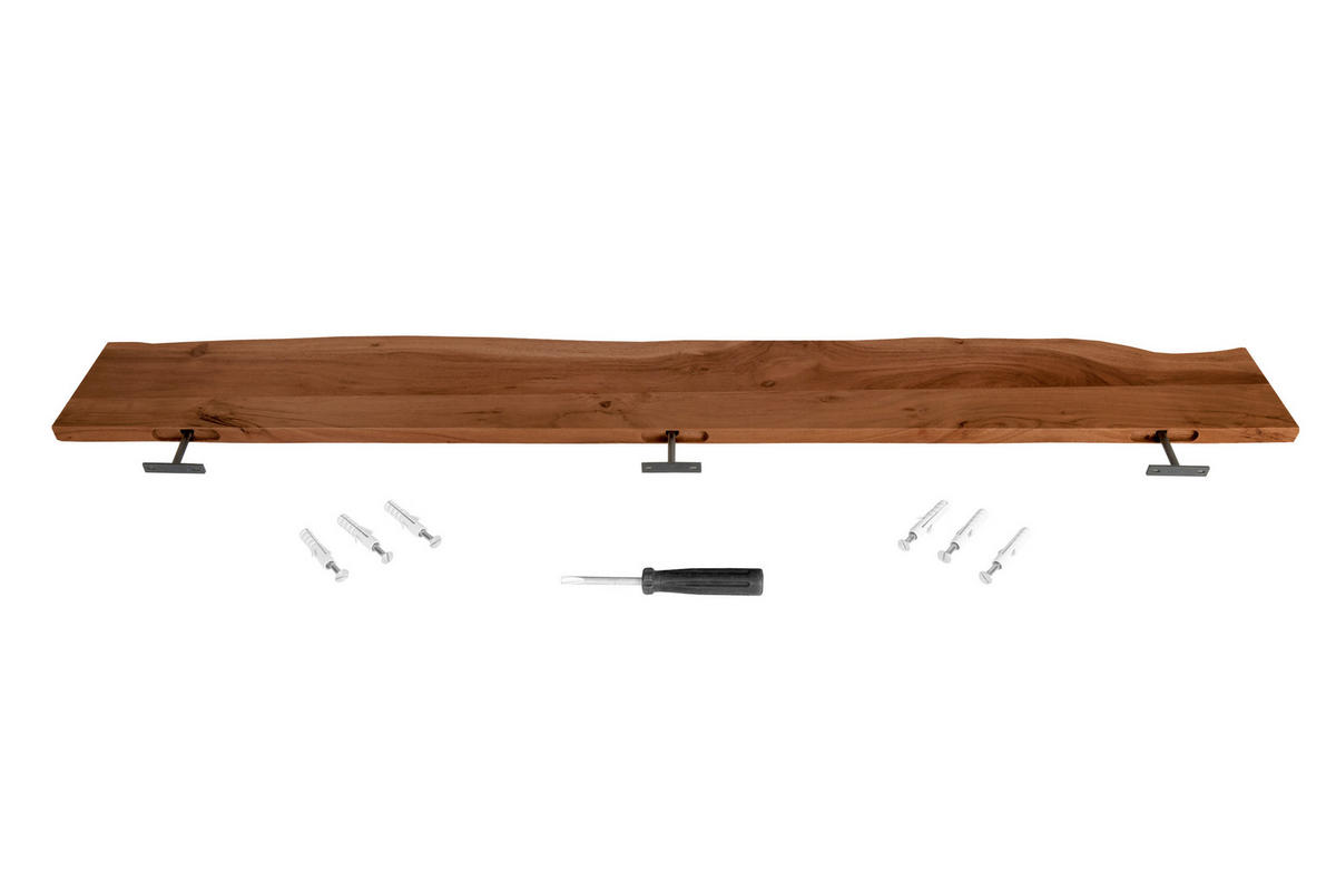 WANDREGAL AMANDA - Braun/Akaziefarben, Holz (140/3/20cm) - SAM