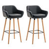 BARHOCKER Grande, 2er Set, Gestell Holz, Kunstleder Schwarz - Schwarz/Braun, Holz/Kunststoff (55/99/46cm) - TPFLiving