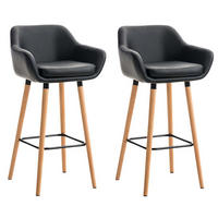 BARHOCKER Grande, 2er Set, Gestell Holz, Kunstleder Schwarz - Schwarz/Braun, Holz/Kunststoff (55/99/46cm) - TPFLiving