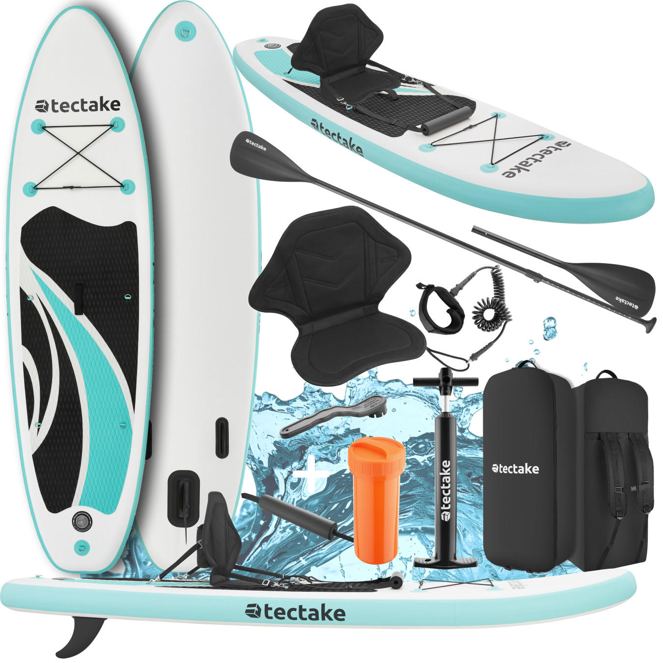 STAND-UP PADDLE BOARD ,288 x 77 x 22,5 cm,weiß/türkis - Weiß, Kunststoff (288/77/22.5cm) - tectake