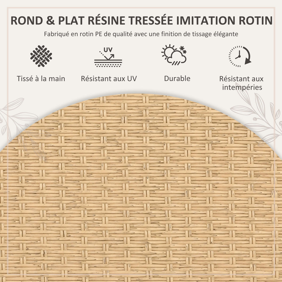 GARTENESSGRUPPE DE-13594 mit 6 Stühlen & Glastisch, PE-Rattan Natur - Naturfarben, Metall - ComfortXL