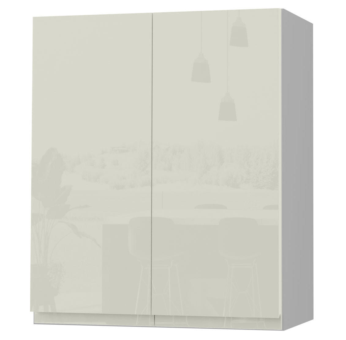 HÄNGESCHRANK Florence W3/60 Grau / RAL 1013 perlweiß HG 60 / 32,5 / 72cm - Weiß Hochglanz/Grau, Holz/Holzwerkstoff (60/72/32.5cm) - Feldmann-Wohnen