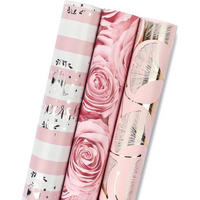 GESCHENKPAPIER 3 Rollen Set Rosa Blumenmuster 43,2 cm x 3,05 m - Multicolor, Papier (6.7/11.8/6.7cm)