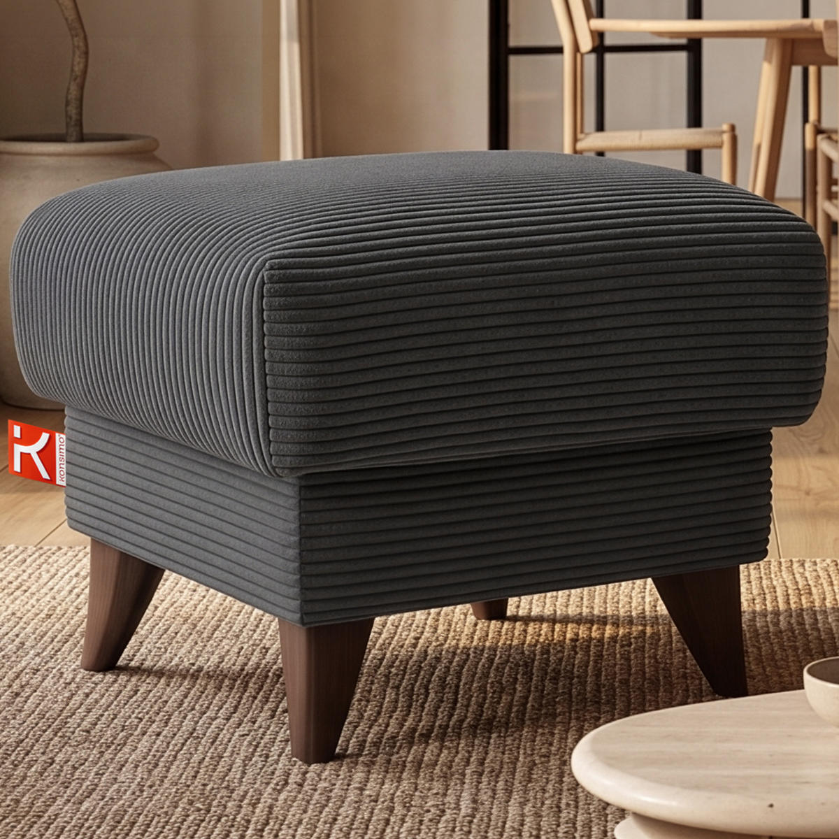 FUẞSTÜTZE GUSTAVO II, Dunkelgrau - Dunkelgrau/Braun, Holz/Holzwerkstoff (53/49/53cm) - KONSIMO®