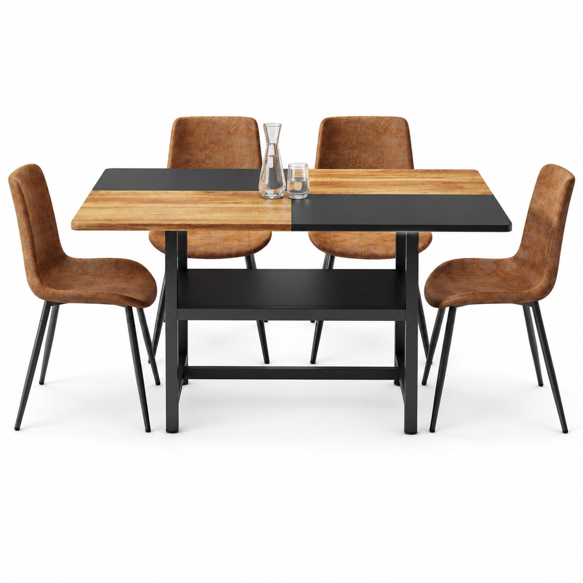 Meubliv Esstisch-Set Braun 90x76x160 cm