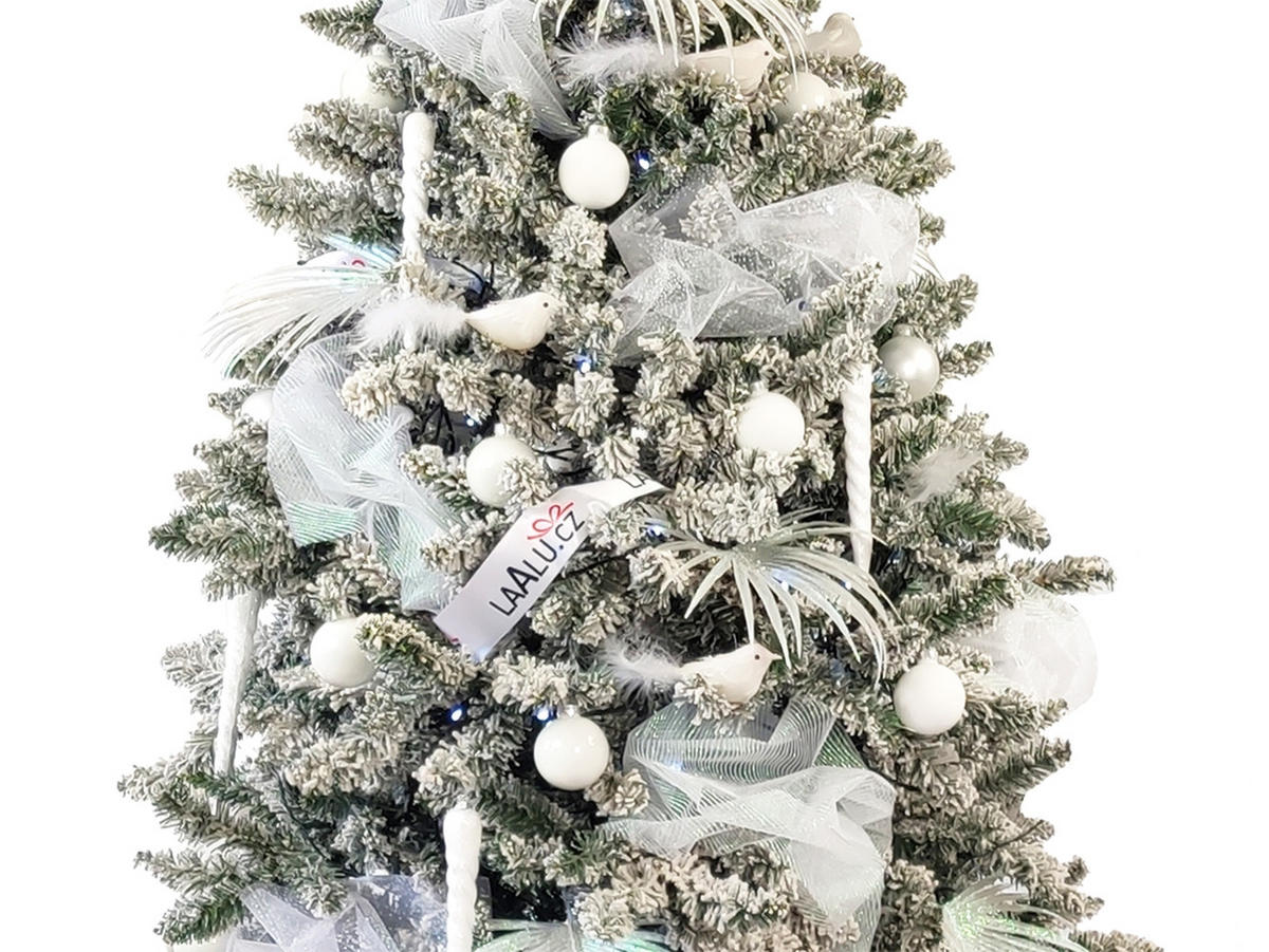 LAALU CHRISTBAUMKUGEL-SET 70 Stück in Luxusbox WINTER JOY für Weihnachtsbäume 120-210 cm - Silberfarben/Weiß, Kunststoff/Textil (55/50/75cm) - LAALU