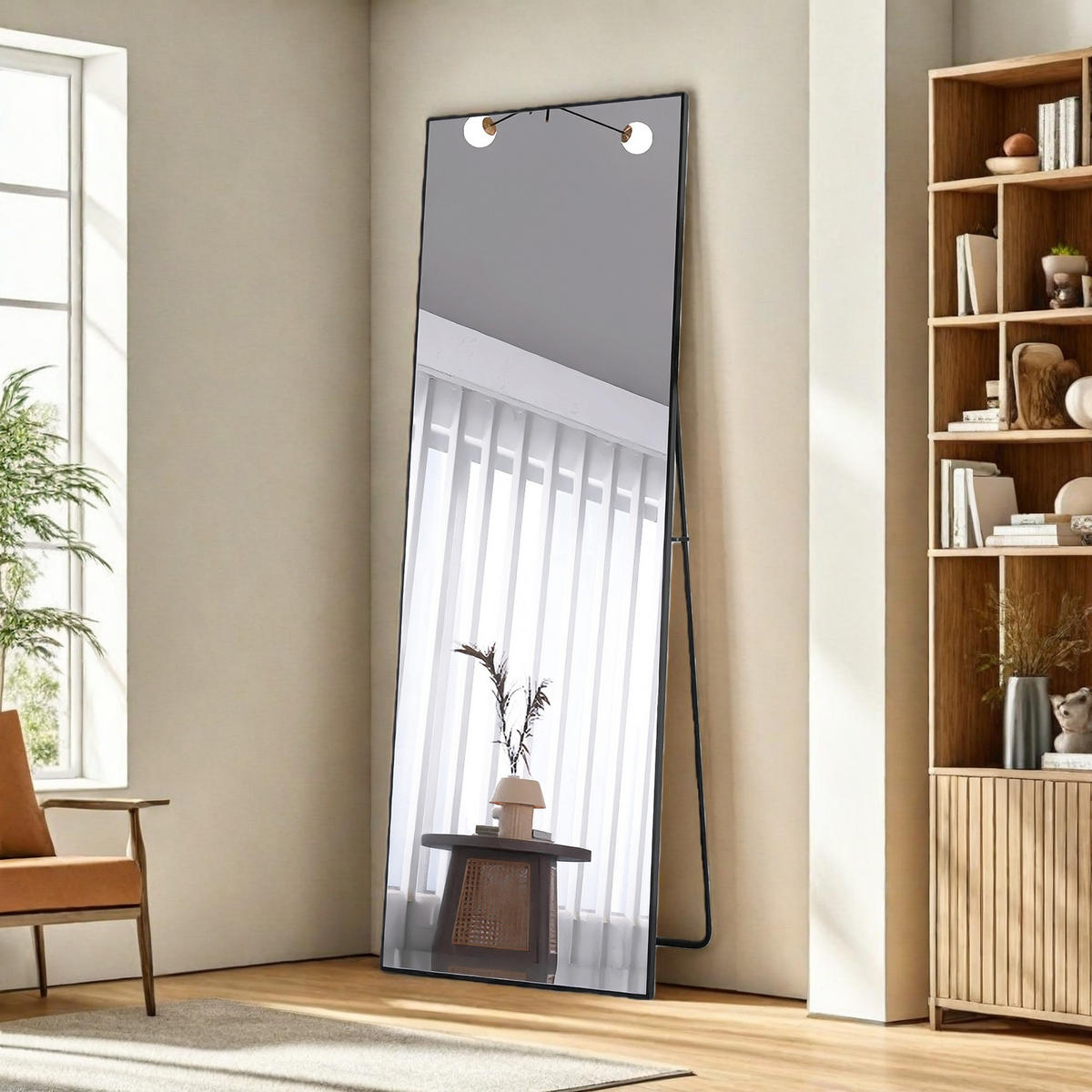 GANZKÖRPIERSPIEGEL 162x53 cm Rechteck Schwarz Aluminium Freistehend - Schwarz, Glas (2/162/53cm) - SHOPENTRA