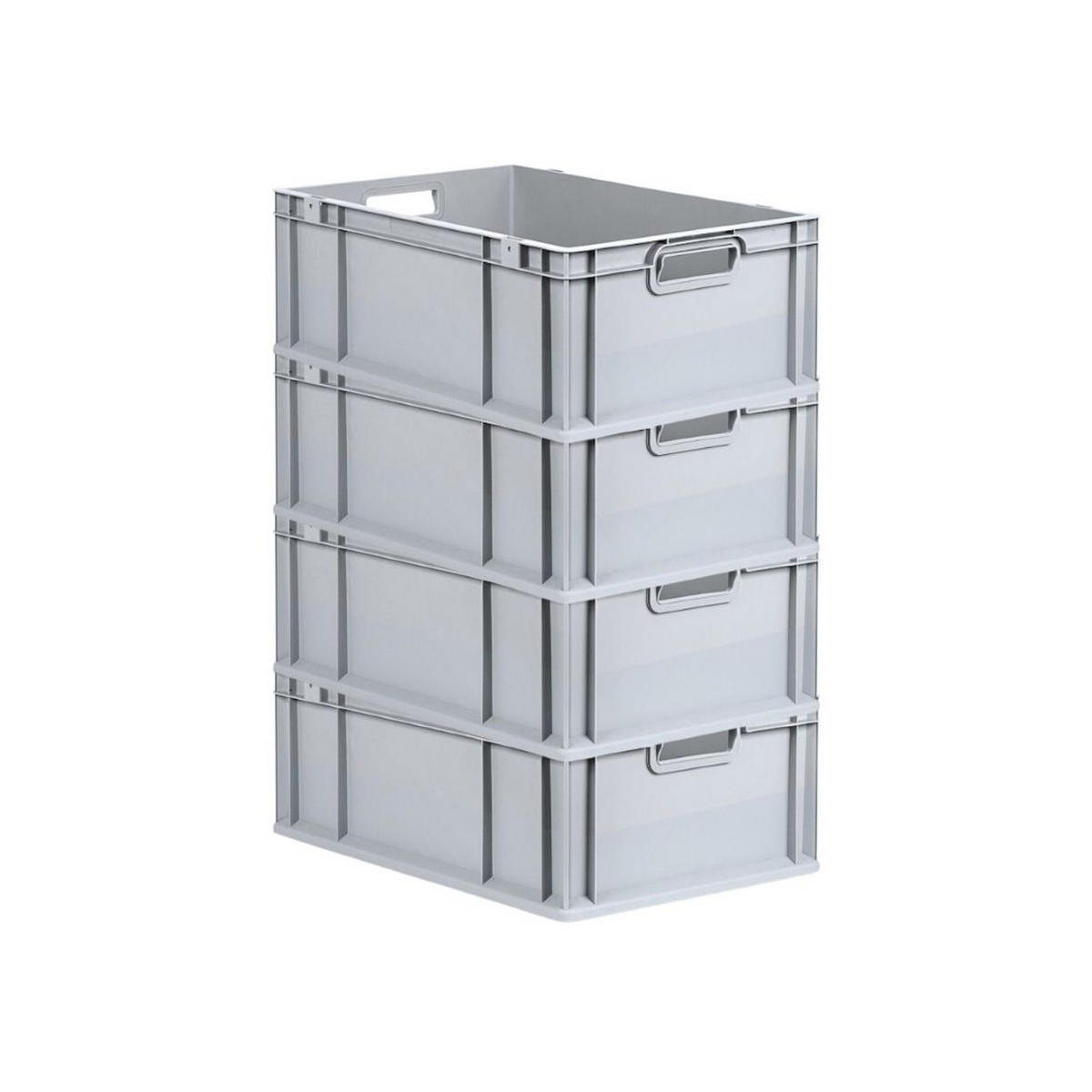 EUROBOX 4x Nextgen Economy Mit Scharnierdeckel Grau/Schwarz Griffe Offen 44 Liter - Schwarz, Kunststoff (40/22/60cm) - PROREGAL