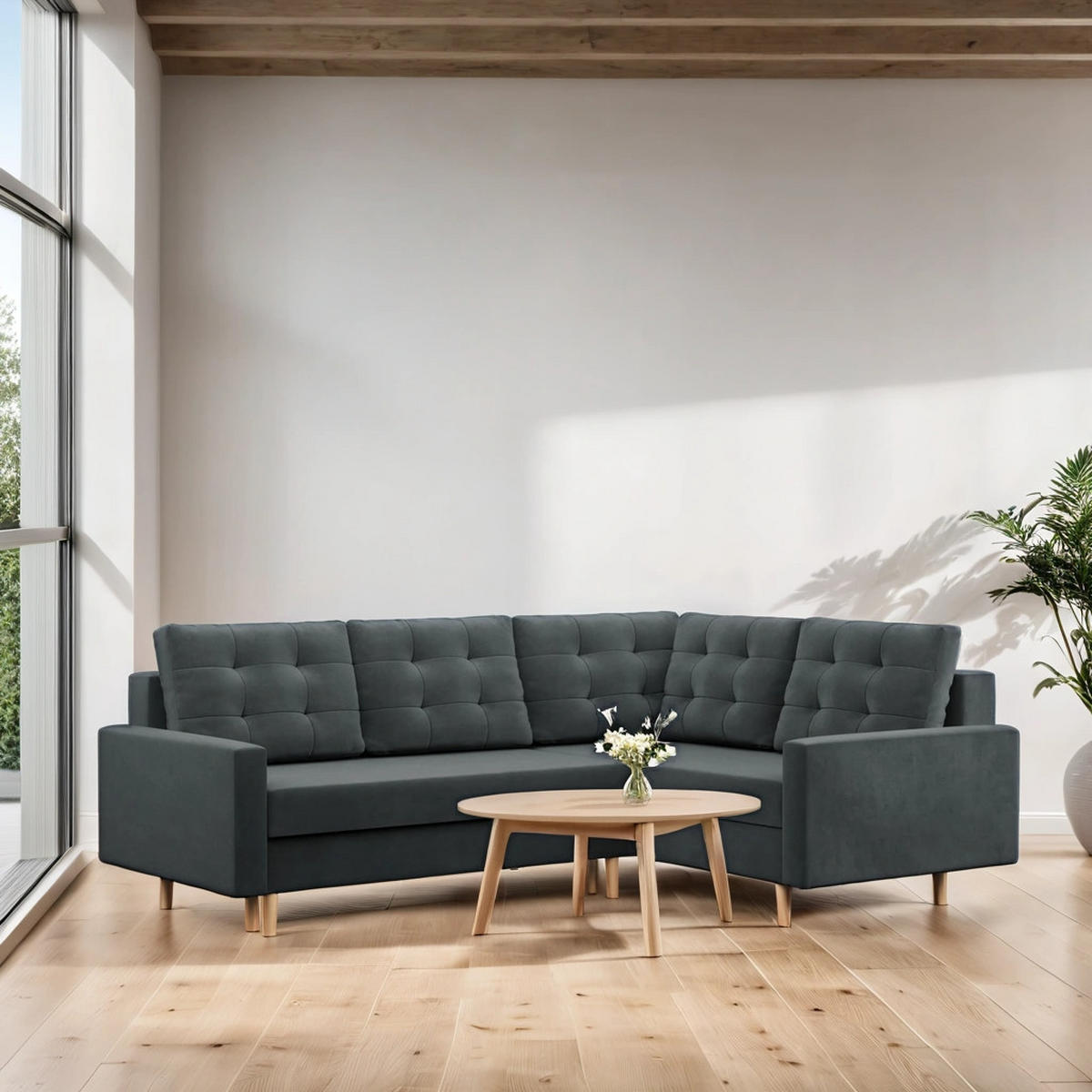 ECKSOFA Blank rechts dunkelgrau - Dunkelgrau, Textil (223/172cm) - SIMKAM Furniture