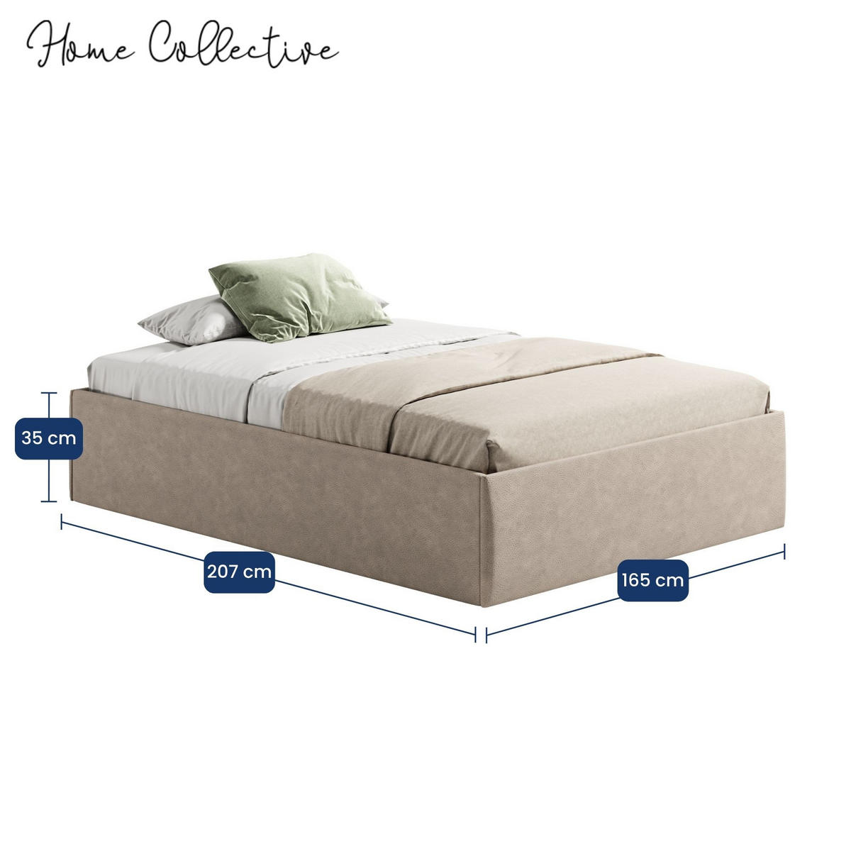 POLSTERBETT mit Stauraum & H2 Matratze 160x200 cm in Beige - Beige, Textil (160/200cm) - Home Collective
