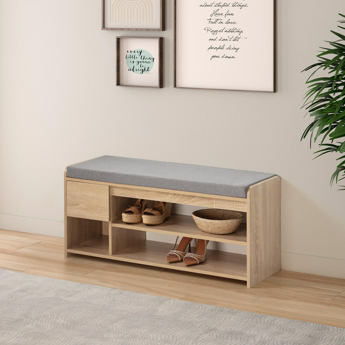 SCHUHBANK Gabriel Eichenfarbe - Honigeiche, Holzwerkstoff (103/46/32cm) - VS Venta-stock