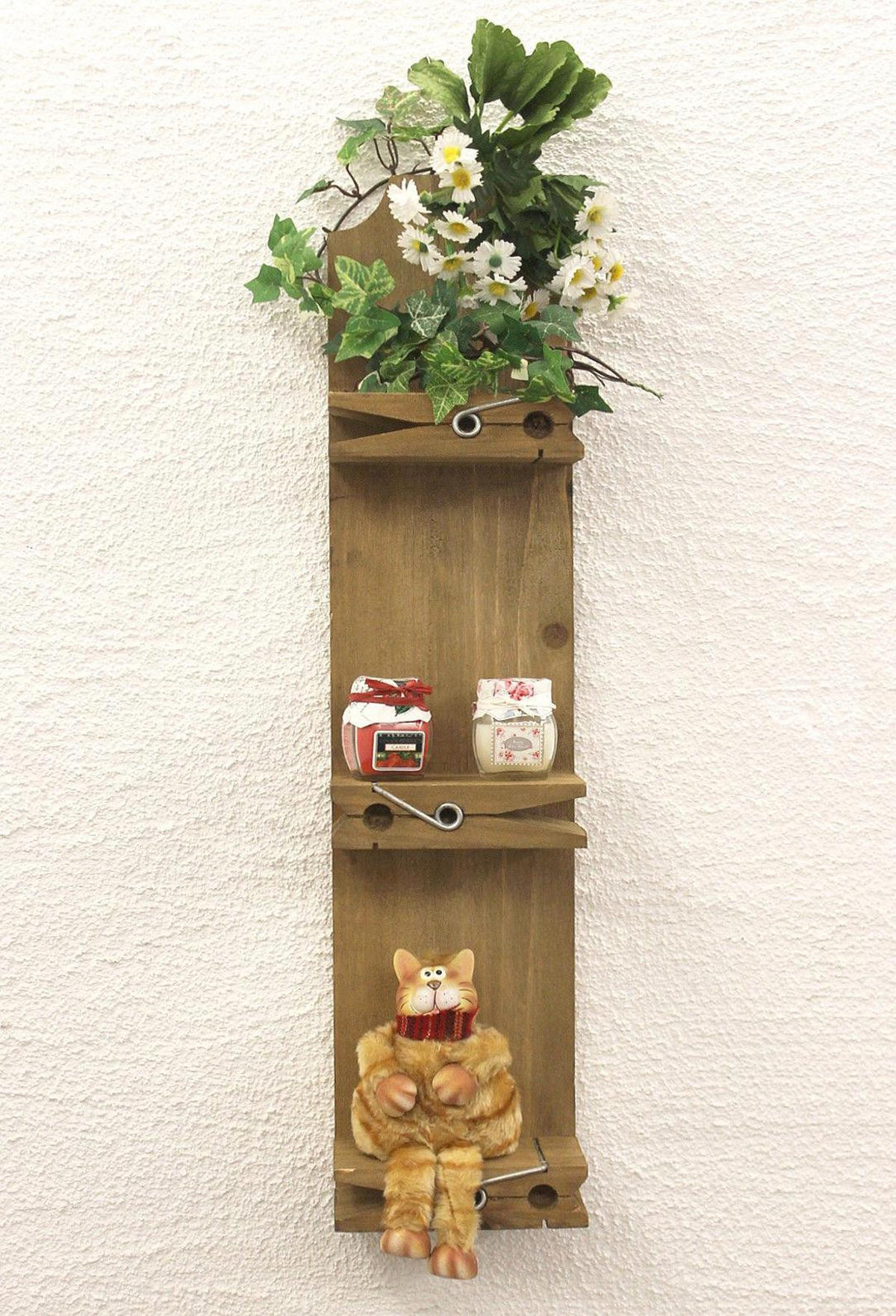 WANDREGAL Wäscheklammer 3 Ablagen Holz 14,5/9/64 cm - Braun, Holz (14.5/64/9cm) - DanDiBo