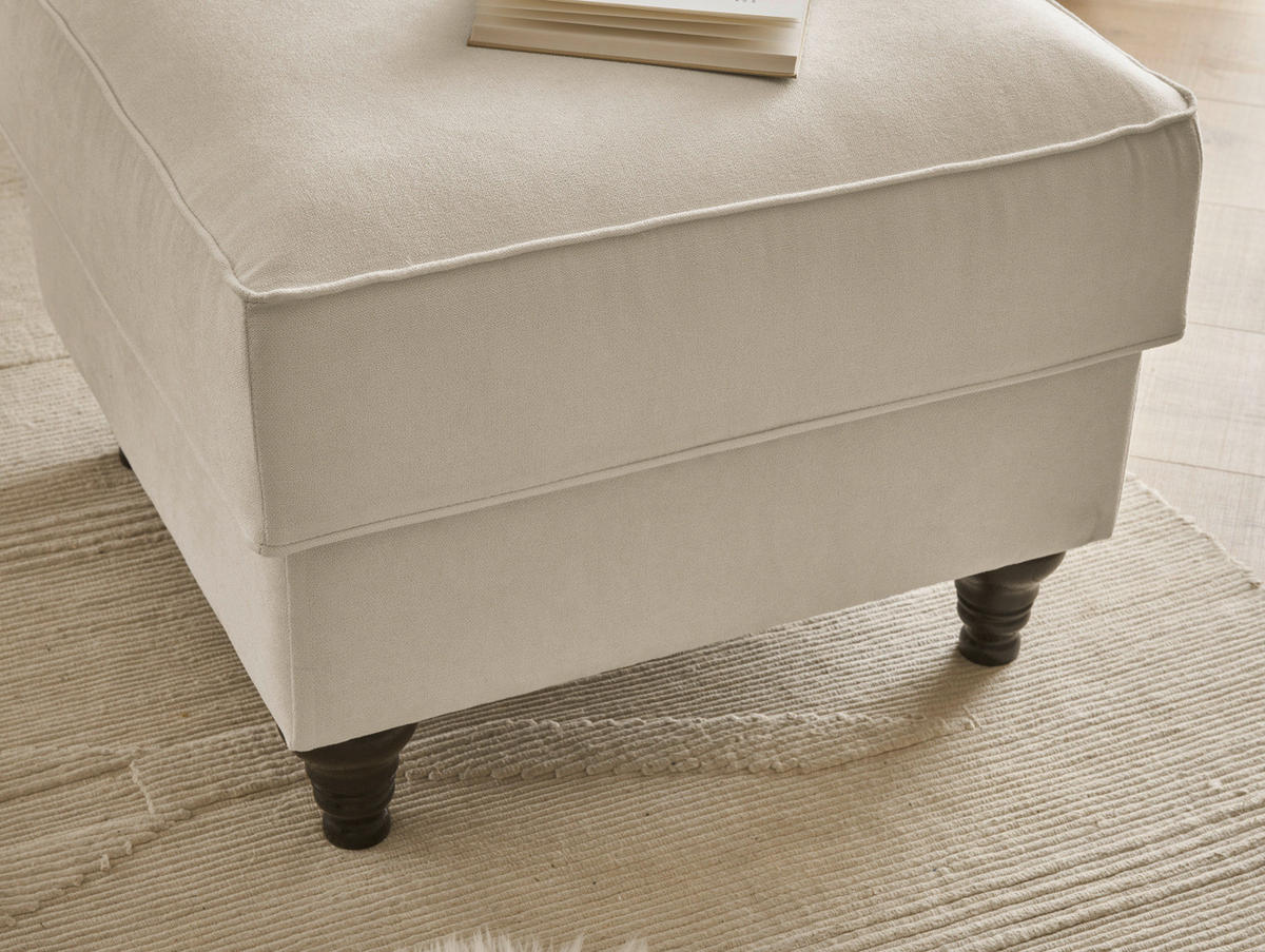 SESSEL-SET beige Landhaus, Loungesessel inklusive Hocker - Beige/Braun, Holz/Textil (175/95/110cm) - Furn.Design