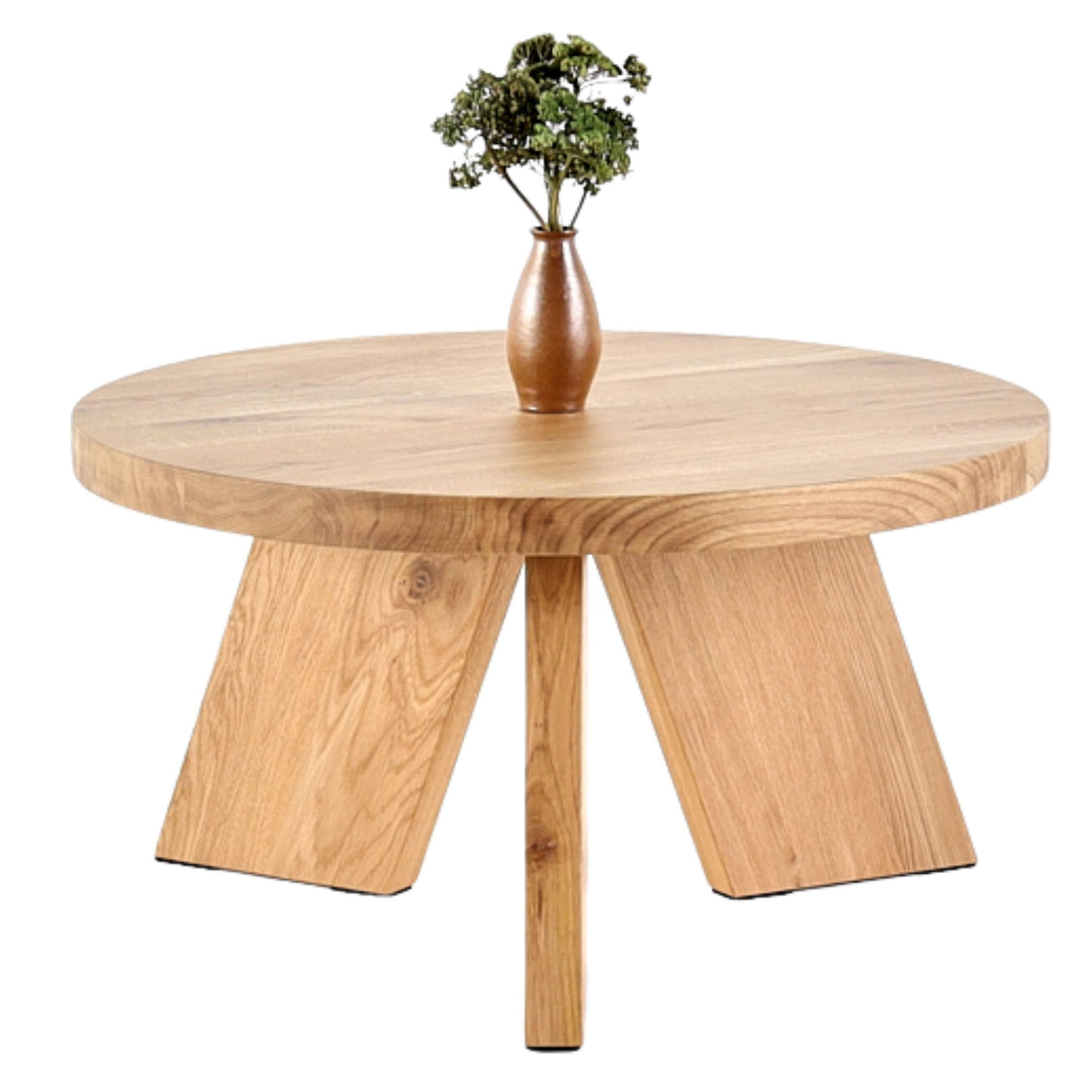 COUCHTISCH Eichenholz vollmassiv rund Naturbelassenen 60/60/37 - Naturfarben, Holz (60/60/37cm)