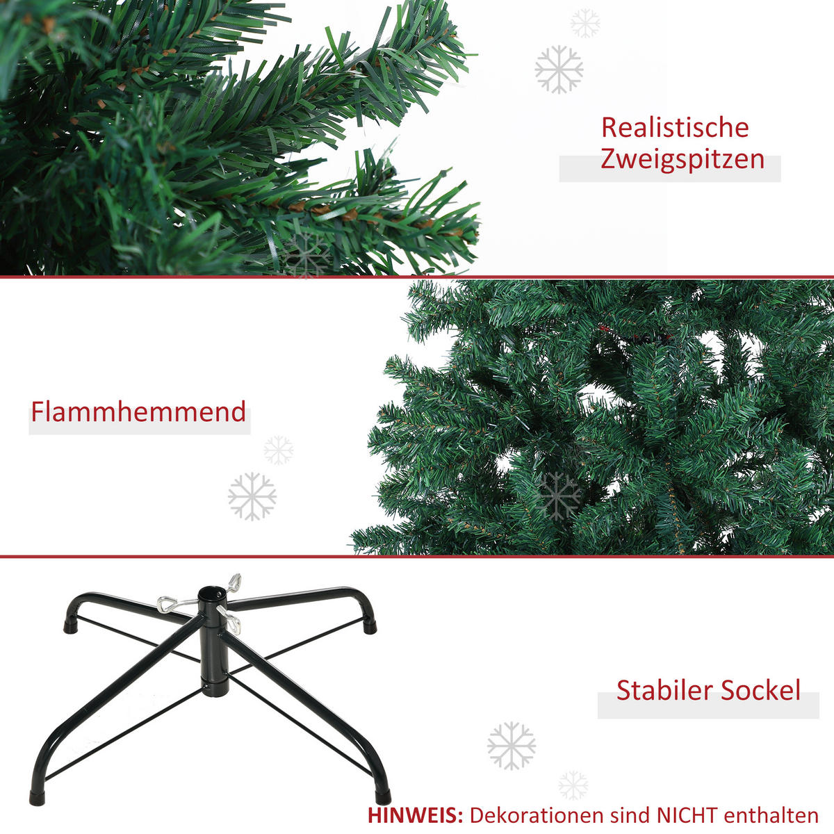 WEIHNACHTSBAUM, 180 cm, PVC, Metall, Grün - Grün, Kunststoff (180cm) - HOMCOM
