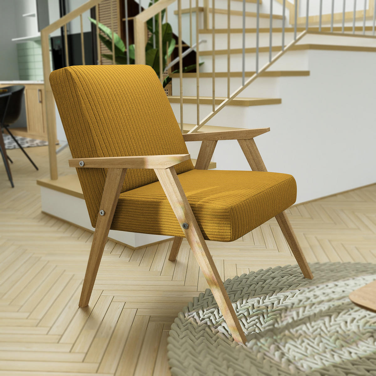 SESSEL PRL Holzgestell, 59/63/81 cm Gelb - Gelb, Holz/Textil (59/81/63cm) - Idohome