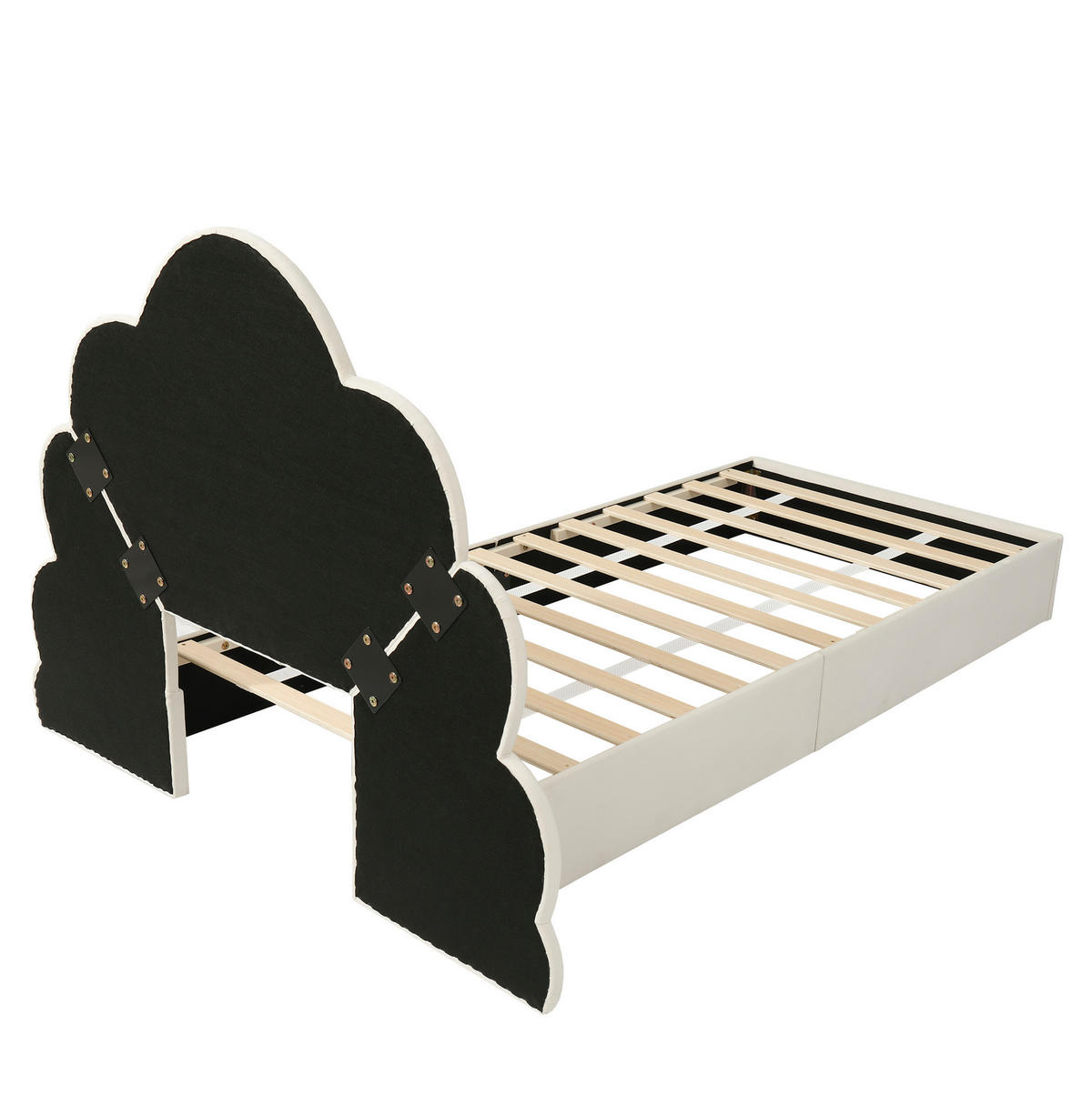 POLSTERBETT 90x200 cm Samt Beige Einzelbett - Beige, Metall (90/200cm) - Meubliv