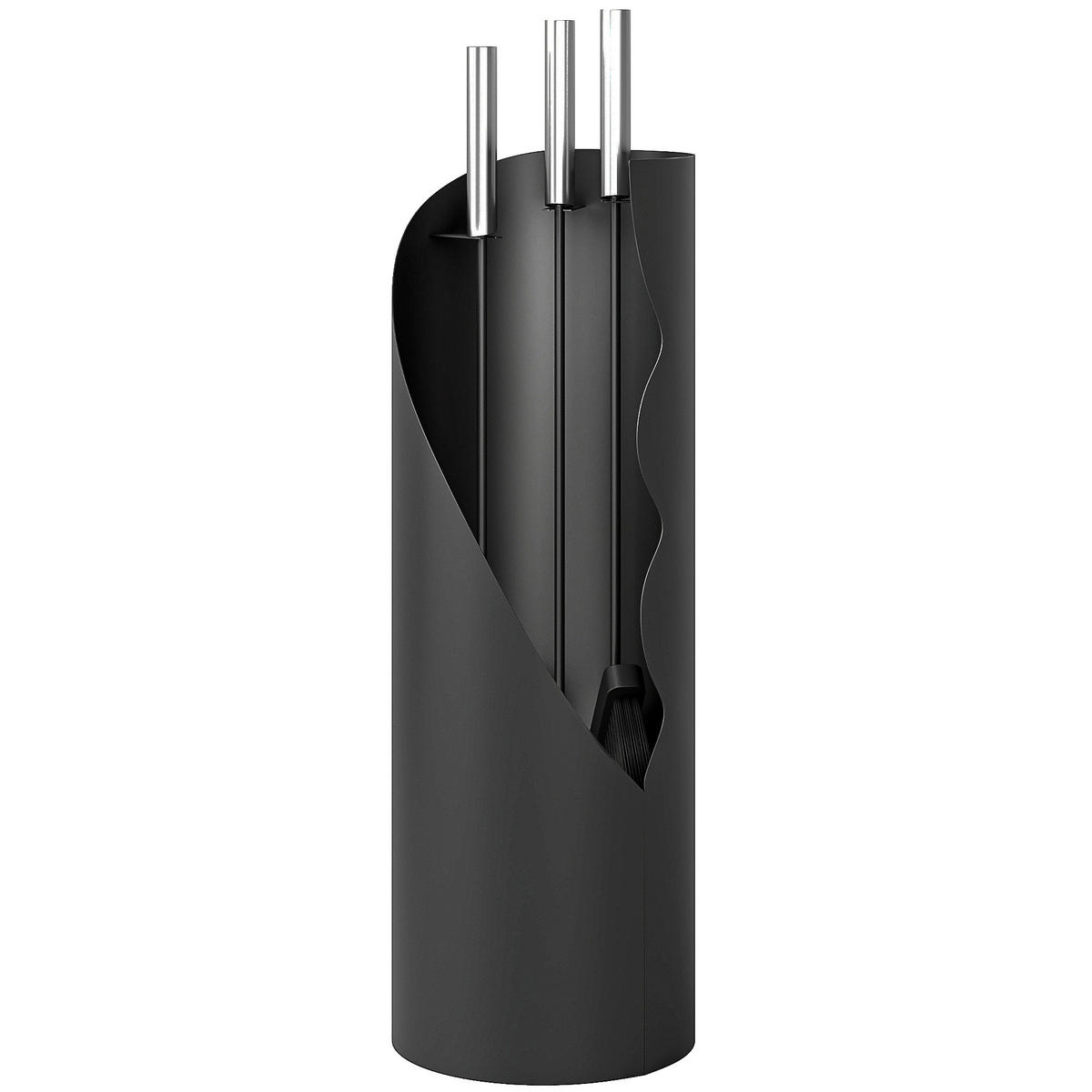 KAMINBESTECK SET DE-10192 4-teilig mit Korb Schwarz - Schwarz, Metall (20/65/20cm) - ComfortXL