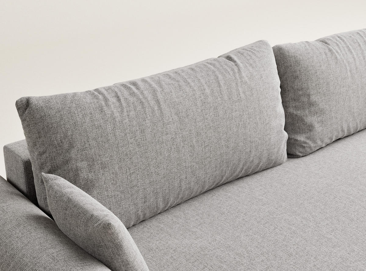 SOFA MIT SCHLAFFUNKTION Toluca Beige grau Webstoff - Beige/Schwarz, Holz/Holzwerkstoff (247/69/90cm) - Maison de Reve