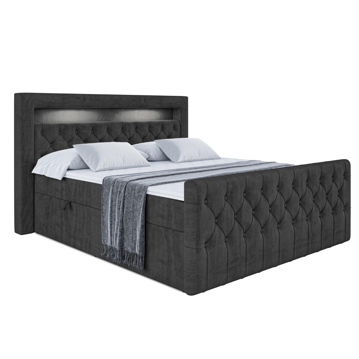 Altdecor Boxbett Schwarz 200x200 cm