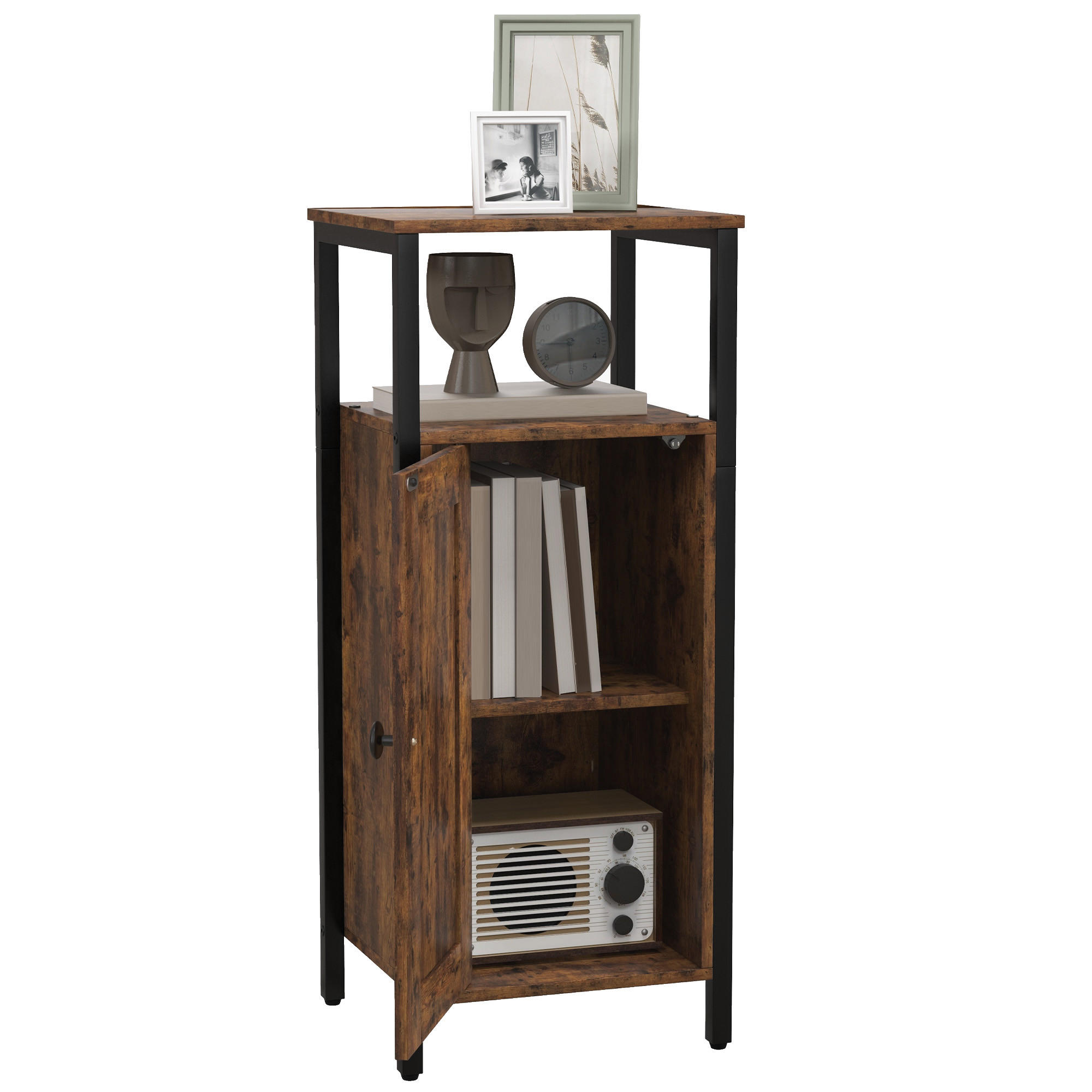 BEISTELLTISCH mit Stauraum, 2 offene Regale - Braun, Holzwerkstoff (34/30/80cm) - HOMCOM