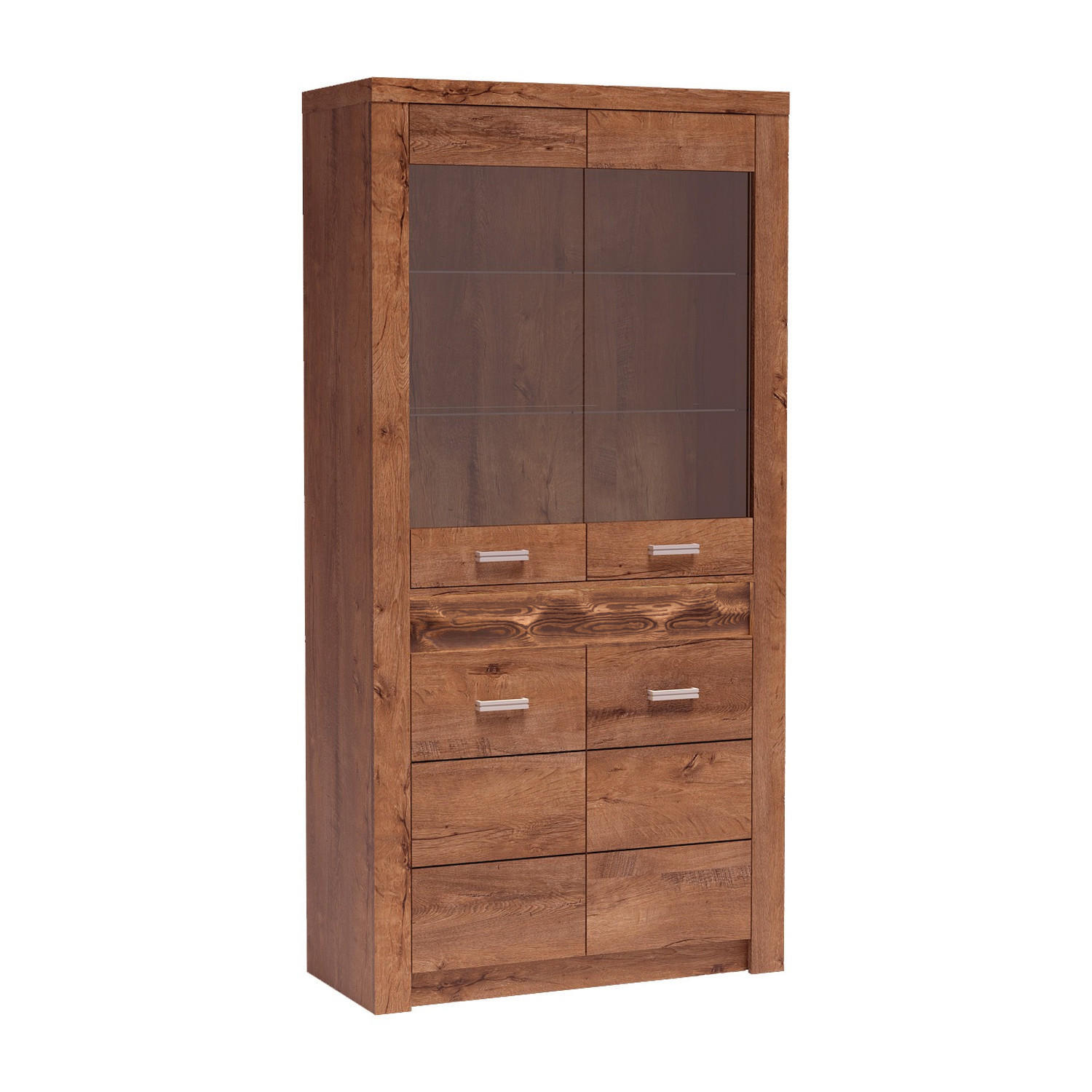 VITRINE Indianapolis I-3 96 x 192 x 42 cm Esche hell - Braun, Holzwerkstoff/Metall (96/192/42cm) - Koseto