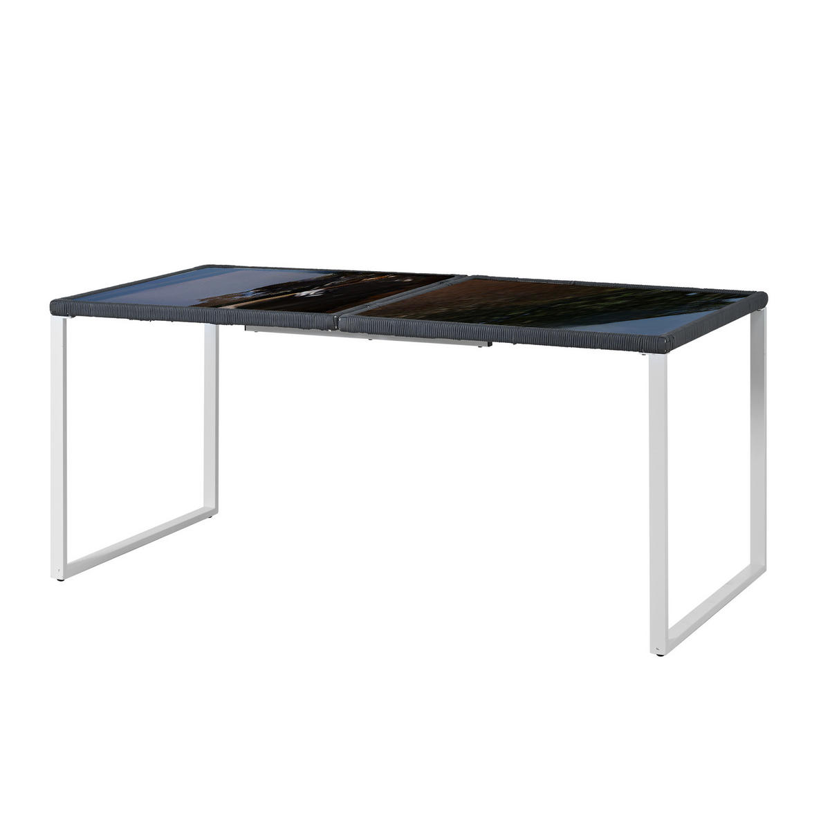 GARTEN-ESSGRUPPE 170/80/75 cm grau/weiß aus Eisen mit 6 Stühlen - Grau, Metall - OKWISH