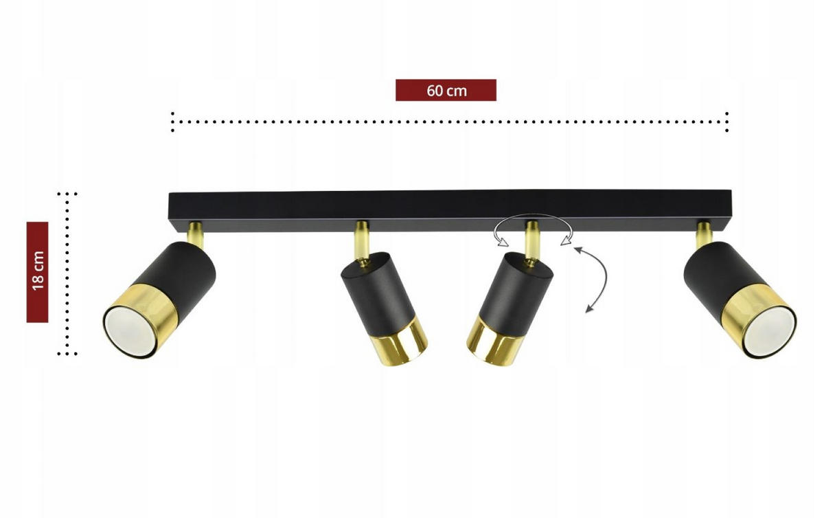 DECKENLEUCHTE Milano Tube - Goldfarben/Schwarz, Metall (8/60/18cm) - kiki design