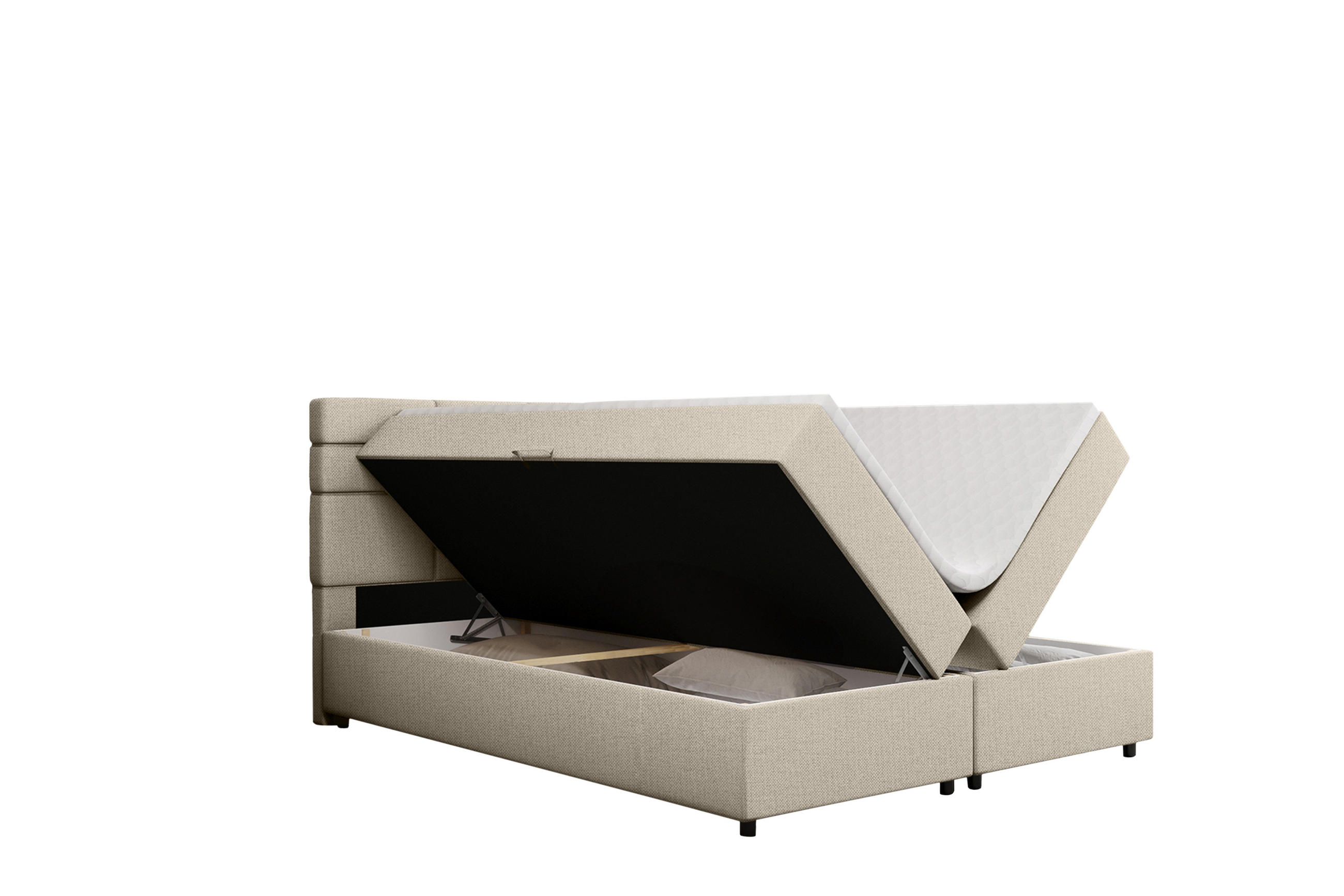 BOXBETT Reve 180 x 200 cm mit Bettkasten und Lattenrost ohne matratze - beige - Rot, Holz (180/200cm) - Panda Möbel