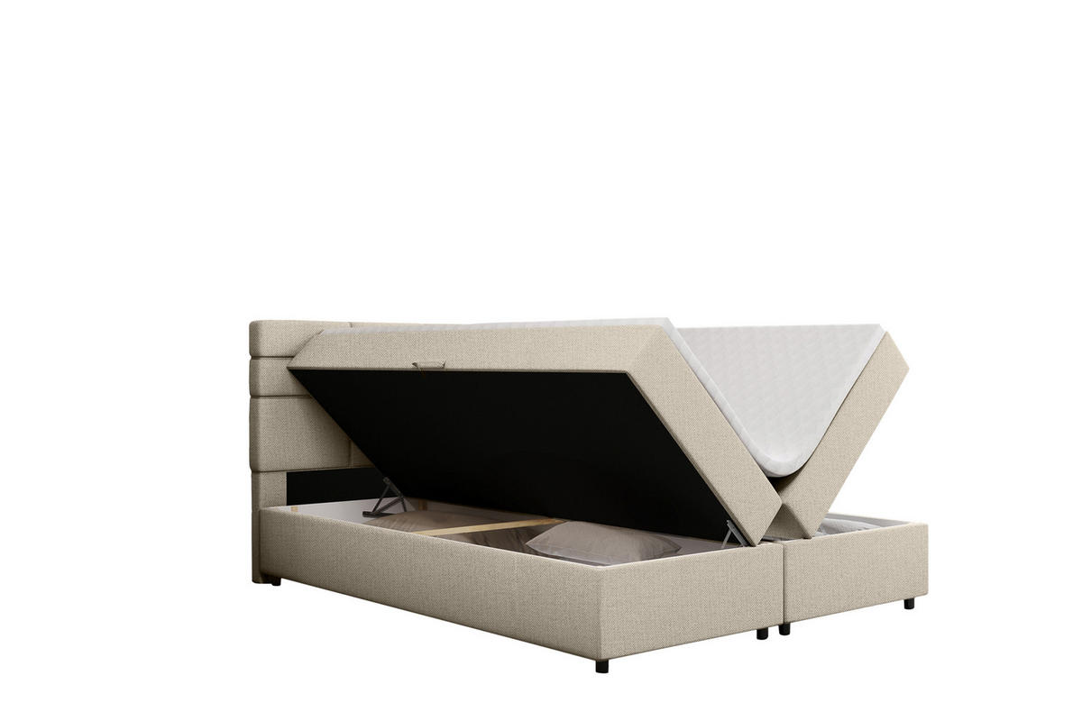 BOXBETT Reve 180 x 200 cm mit Bettkasten und Lattenrost ohne matratze - beige - Rot, Holz (180/206cm) - Panda Möbel