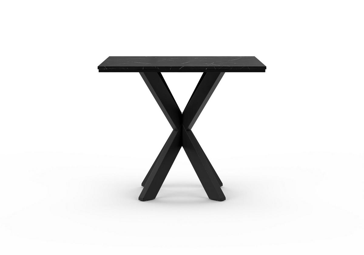 ESSTISCH 90 cm Schwarzen Marmor-Optik - Schwarz Hochglanz, Metall (90/90/77cm) - Home Collective