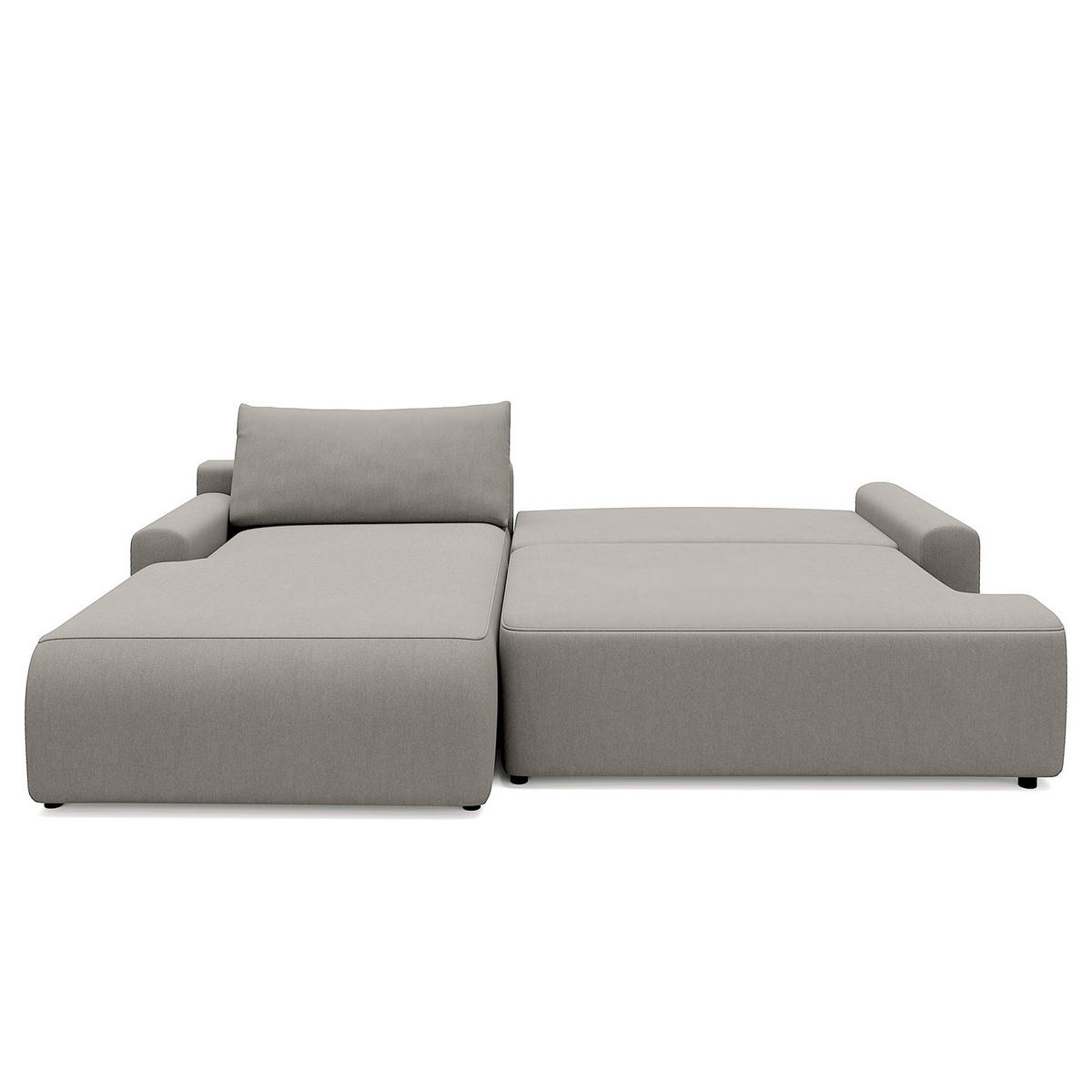 ECKSOFA mit Schlaffunktion - Longchair - Hellgrau/Schwarz, Kunststoff/Textil (253/167cm) - home24