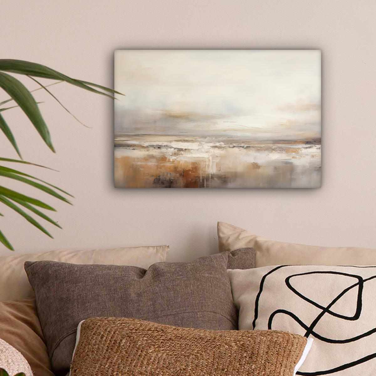 LEINWANDBILD - Kunst - Industriell - Grau - Braun - Abstrakt - 30x20 - Deko XXL - Sandfarben, Textil (30/20cm) - MuchoWow