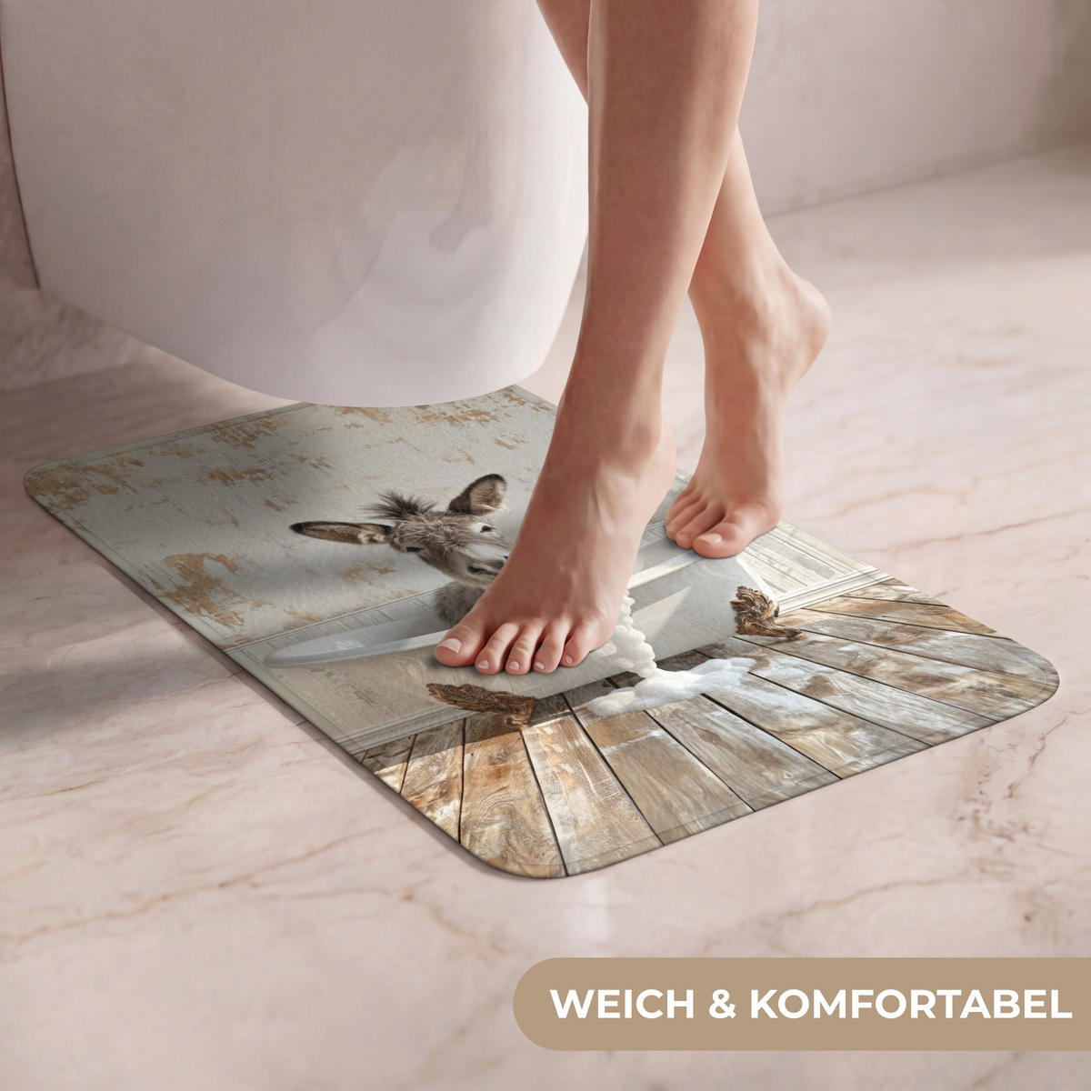 WC PŘEDLOŽKA Osel - Zvířata - Vana - Pěna 40x60 cm - krémová, textil/plast (40/1cm) - OnlyWow