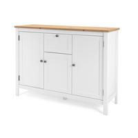 SIDEBOARD weiß, Eiche Artisan Landhaus, 120 x 90 cm, Kommode mit 8 Fächern - Silberfarben/Weiß, Holzwerkstoff/Kunststoff (120/90/40cm) - Furn.Design
